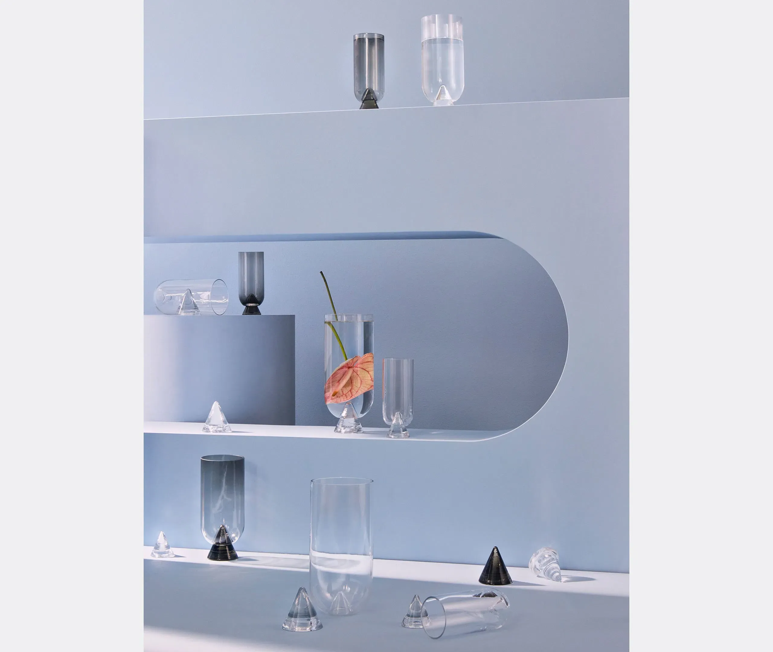 Medium Vase with Unique Shape - Clear, Glass