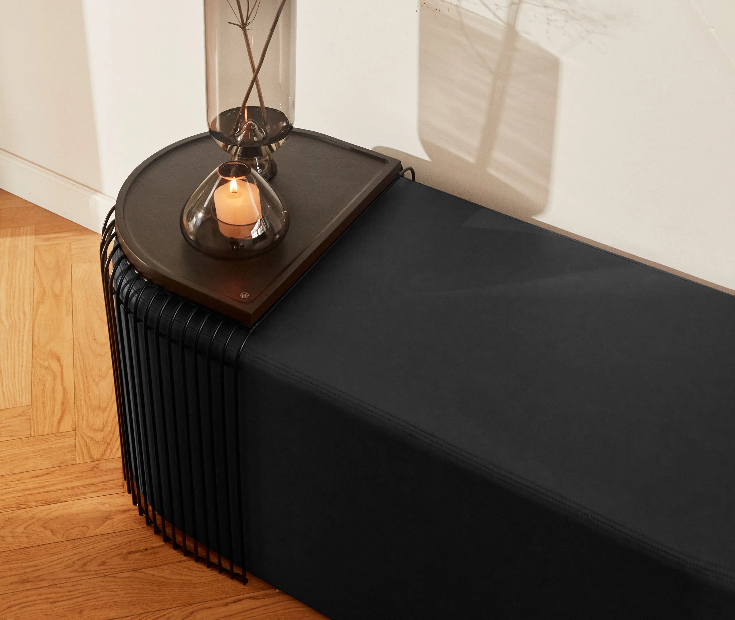 Semi-Circular Side Table - Black, Steel