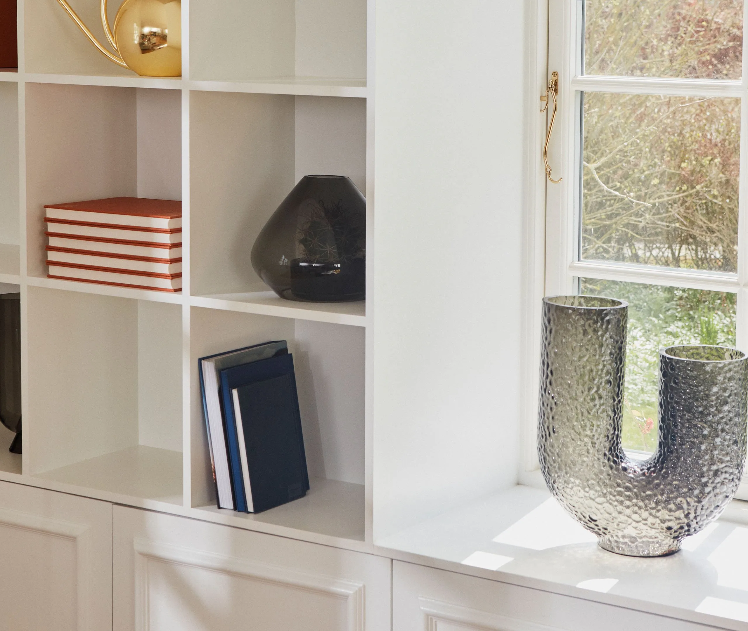 Tall Twisted Vase with Double Openings - Black
