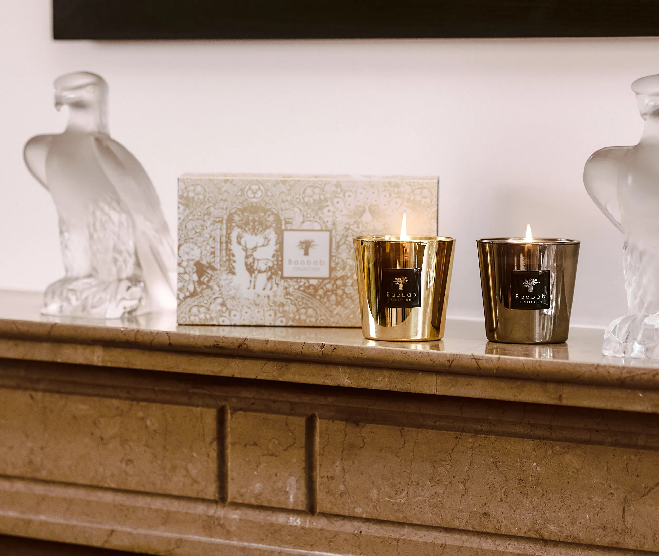 Aurum And Platinum Candle Duo - Silver, Gold