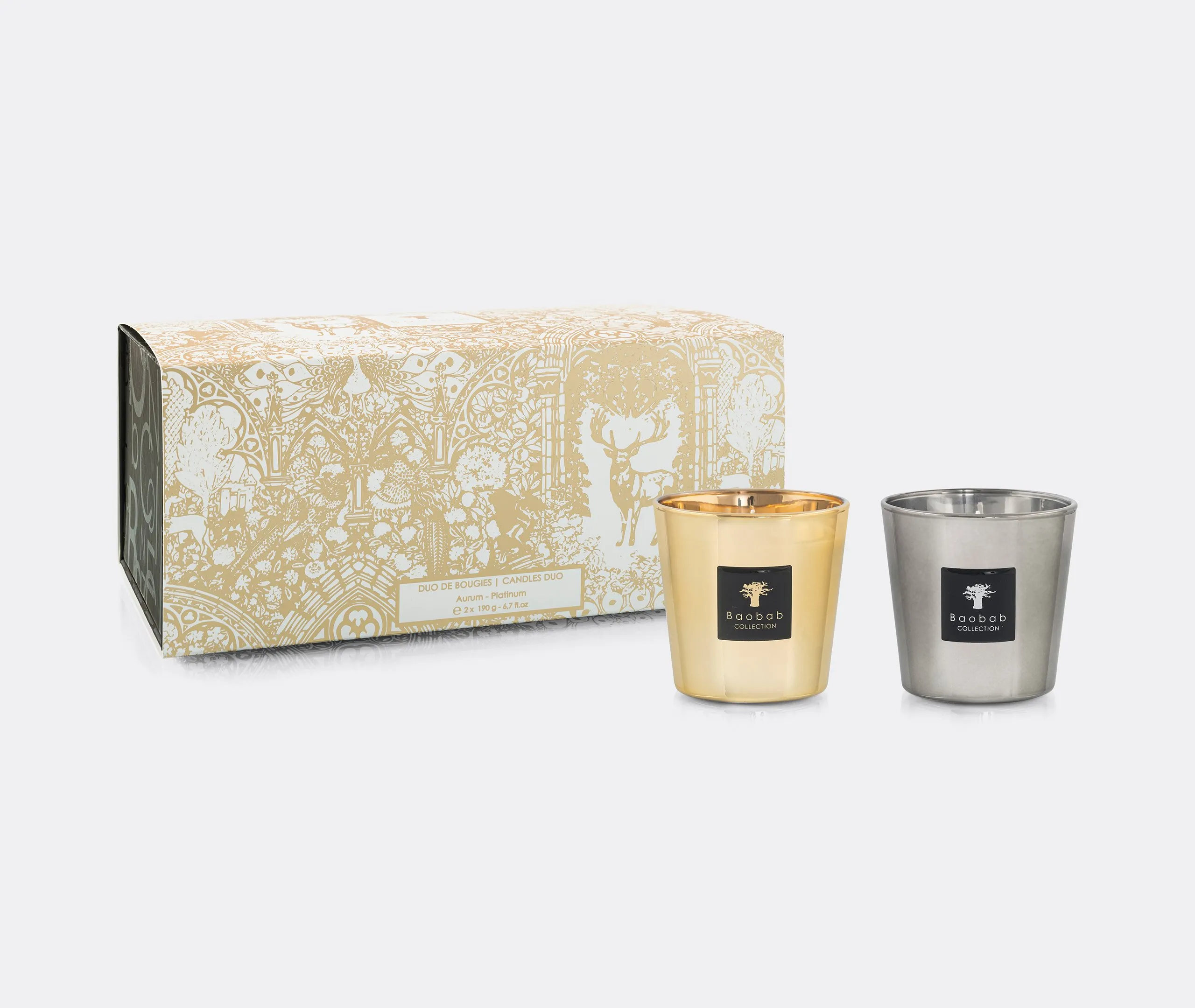 Aurum And Platinum Candle Duo - Silver, Gold image