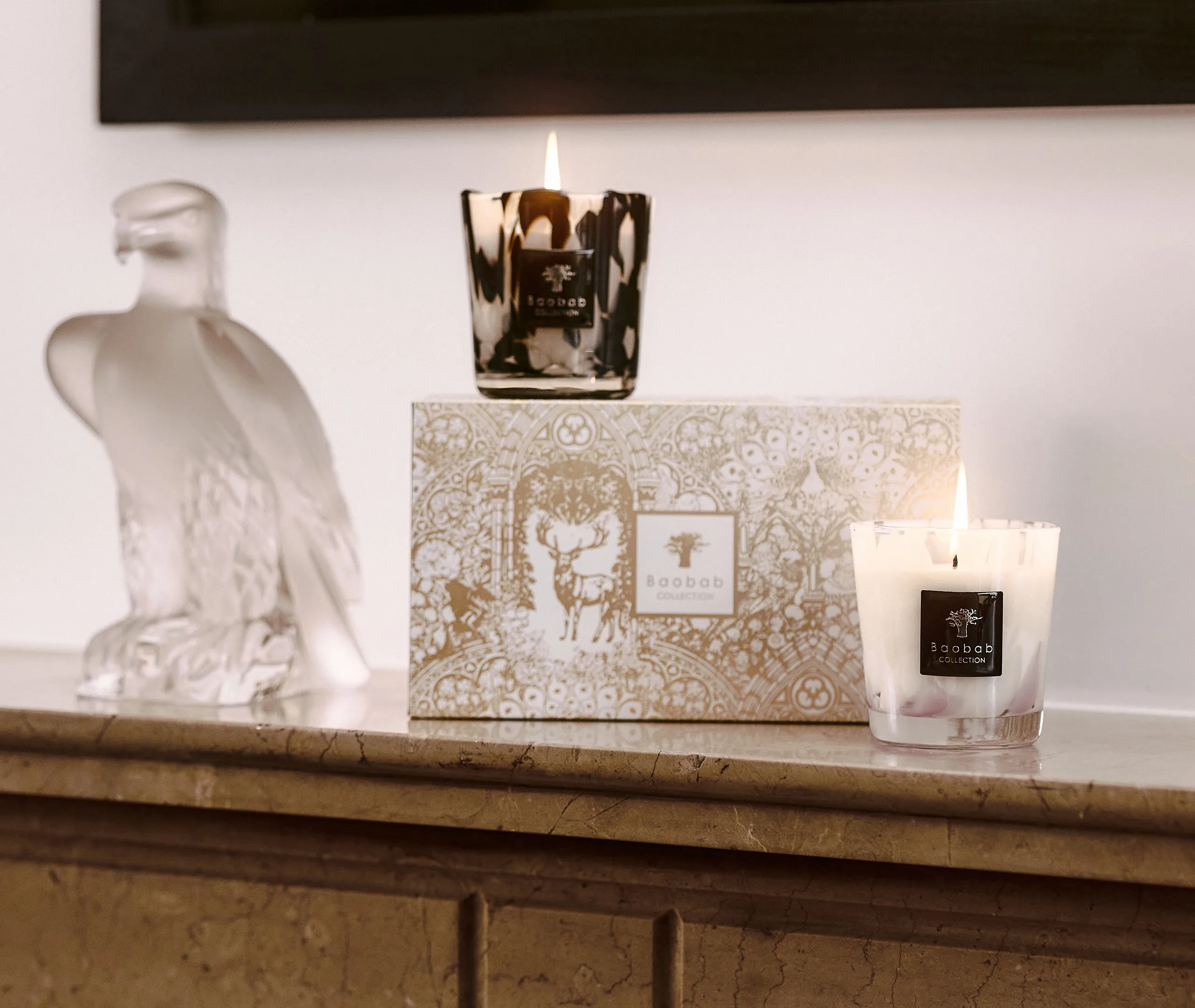 Black And White Pearls Candle Duo - Multicolour, Glass