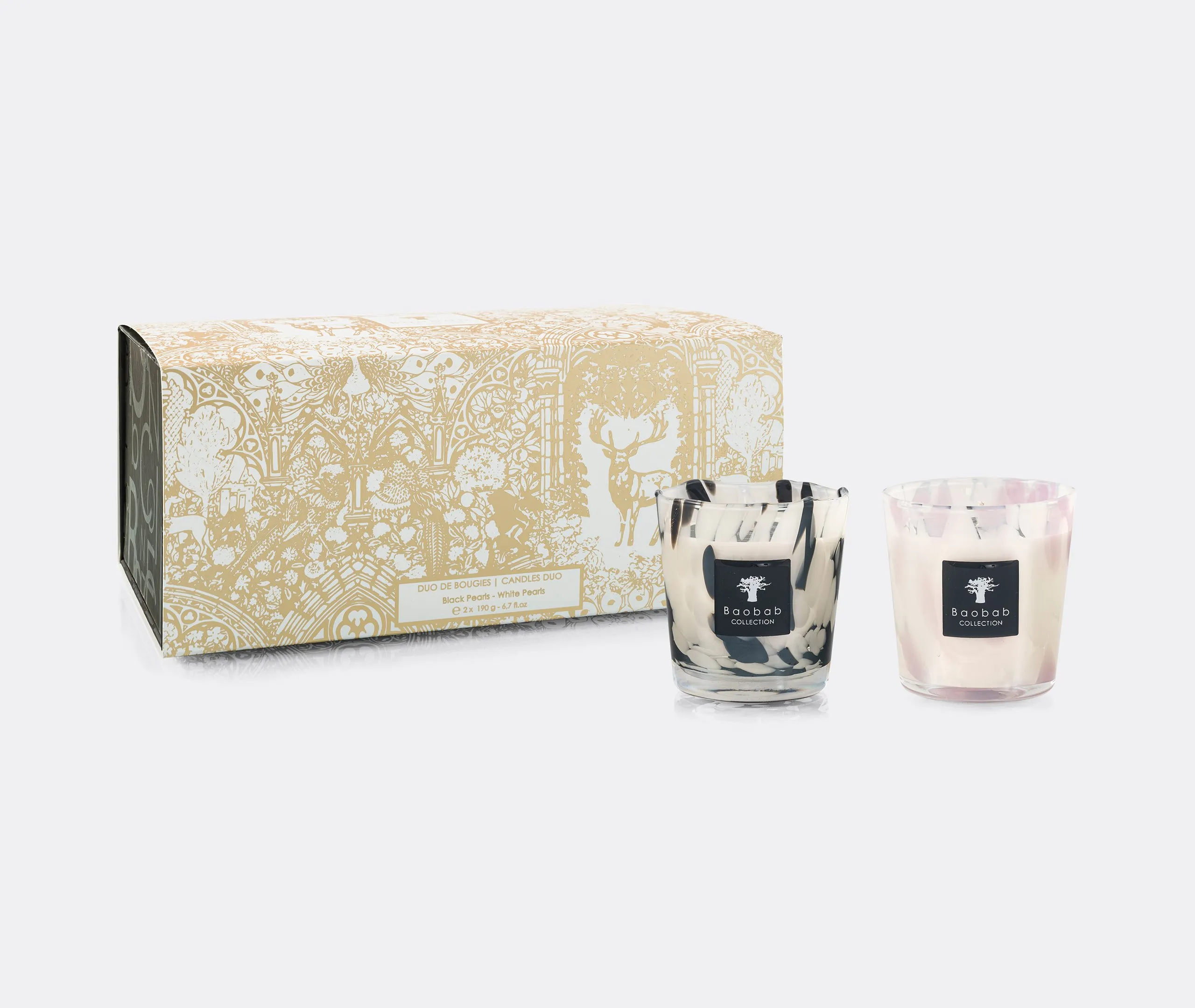 Black And White Pearls Candle Duo - Multicolour, Glass