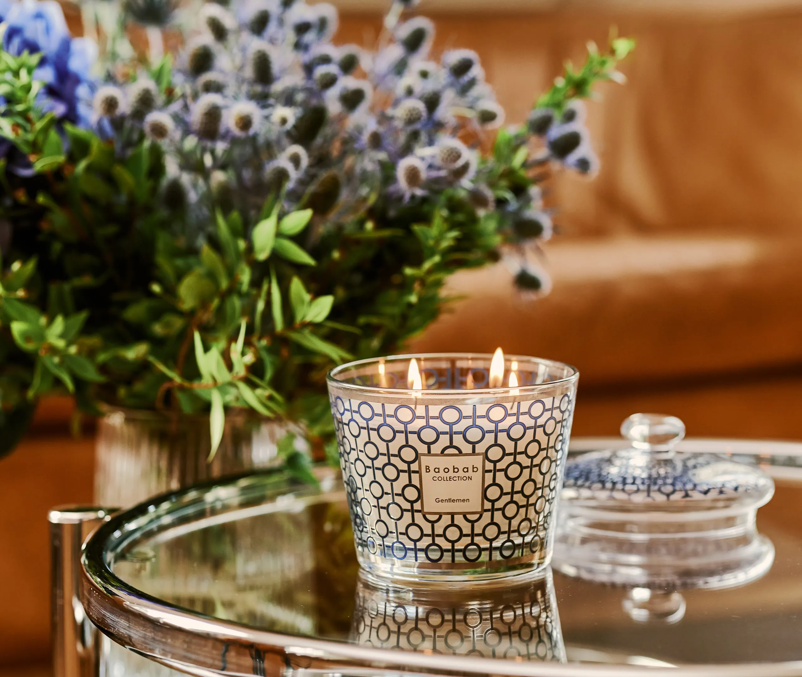 Dome Scented Candle with Glass Cloche - Blue