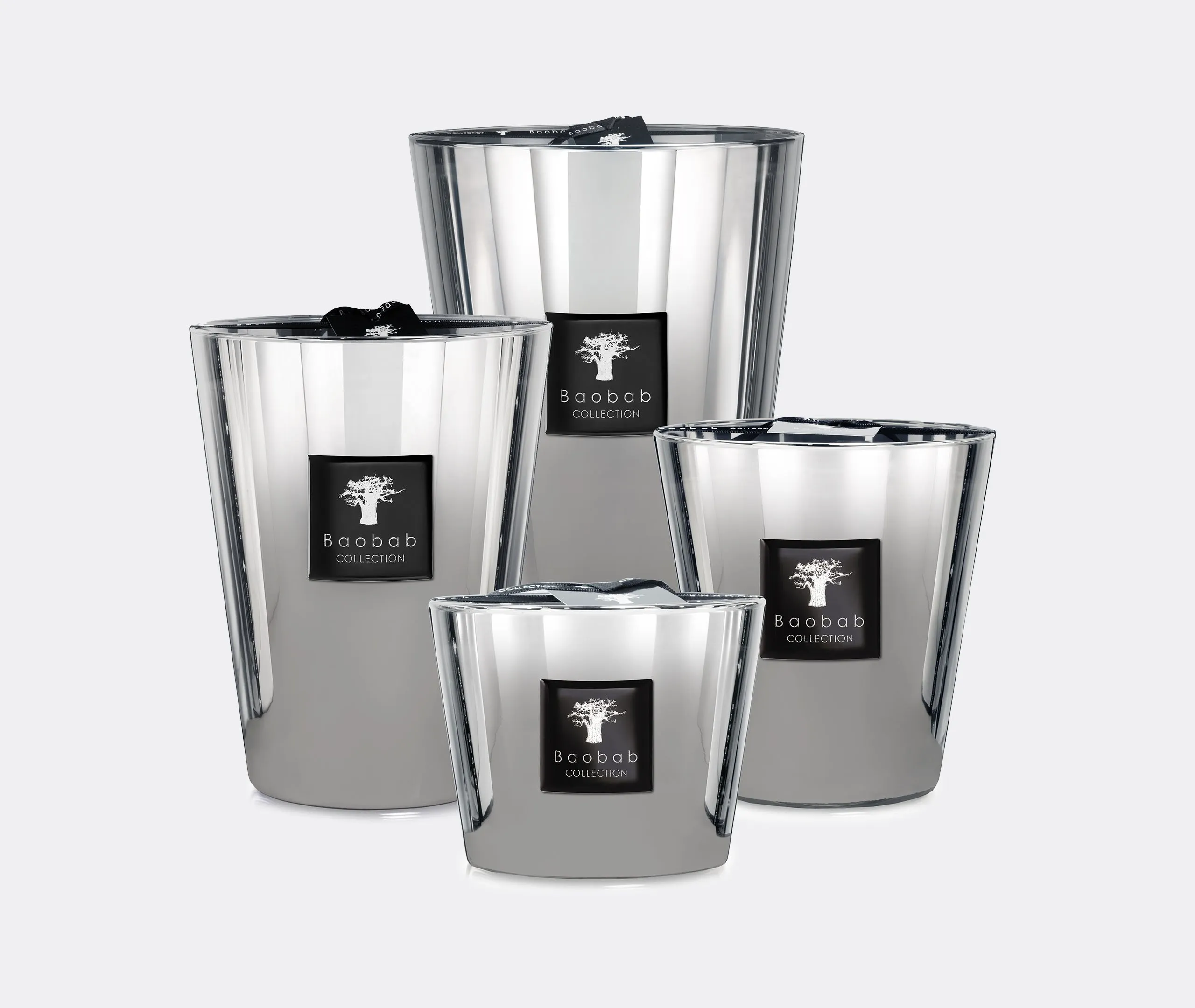 Medium Scented Candle Ripple Glass - Silver, Wax