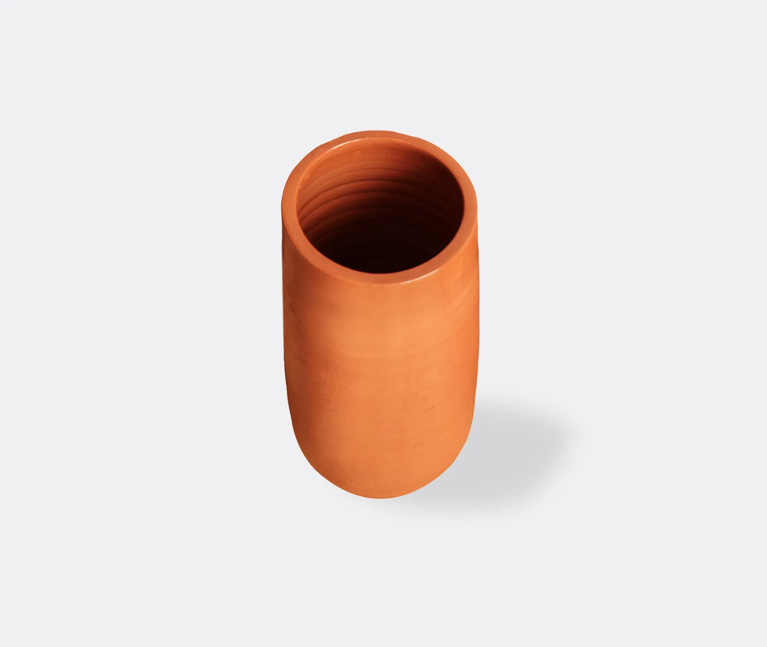 High Cylindrical Vase - Terracotta, Glazed Earthenware