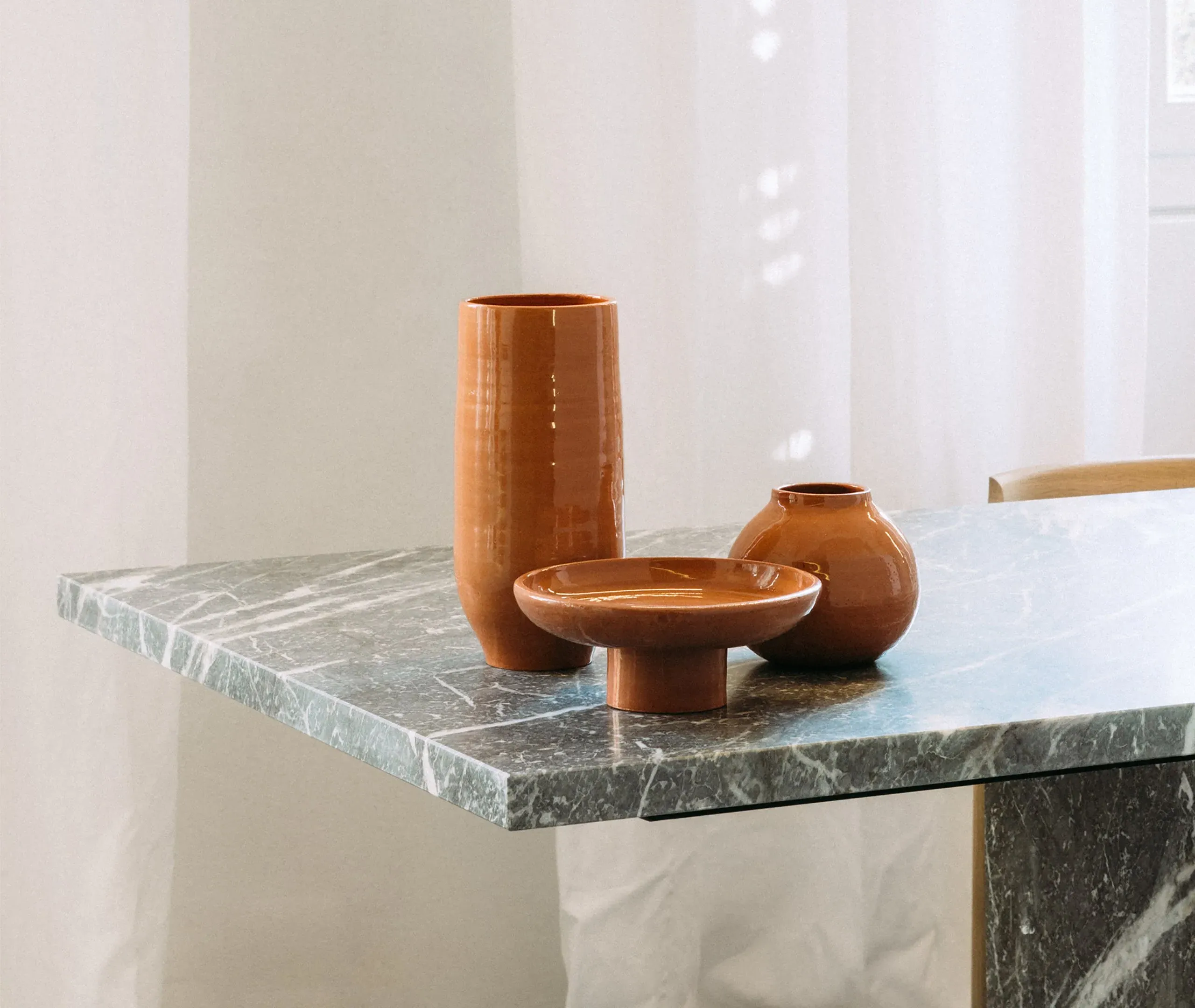 High Cylindrical Vase - Terracotta, Glazed Earthenware