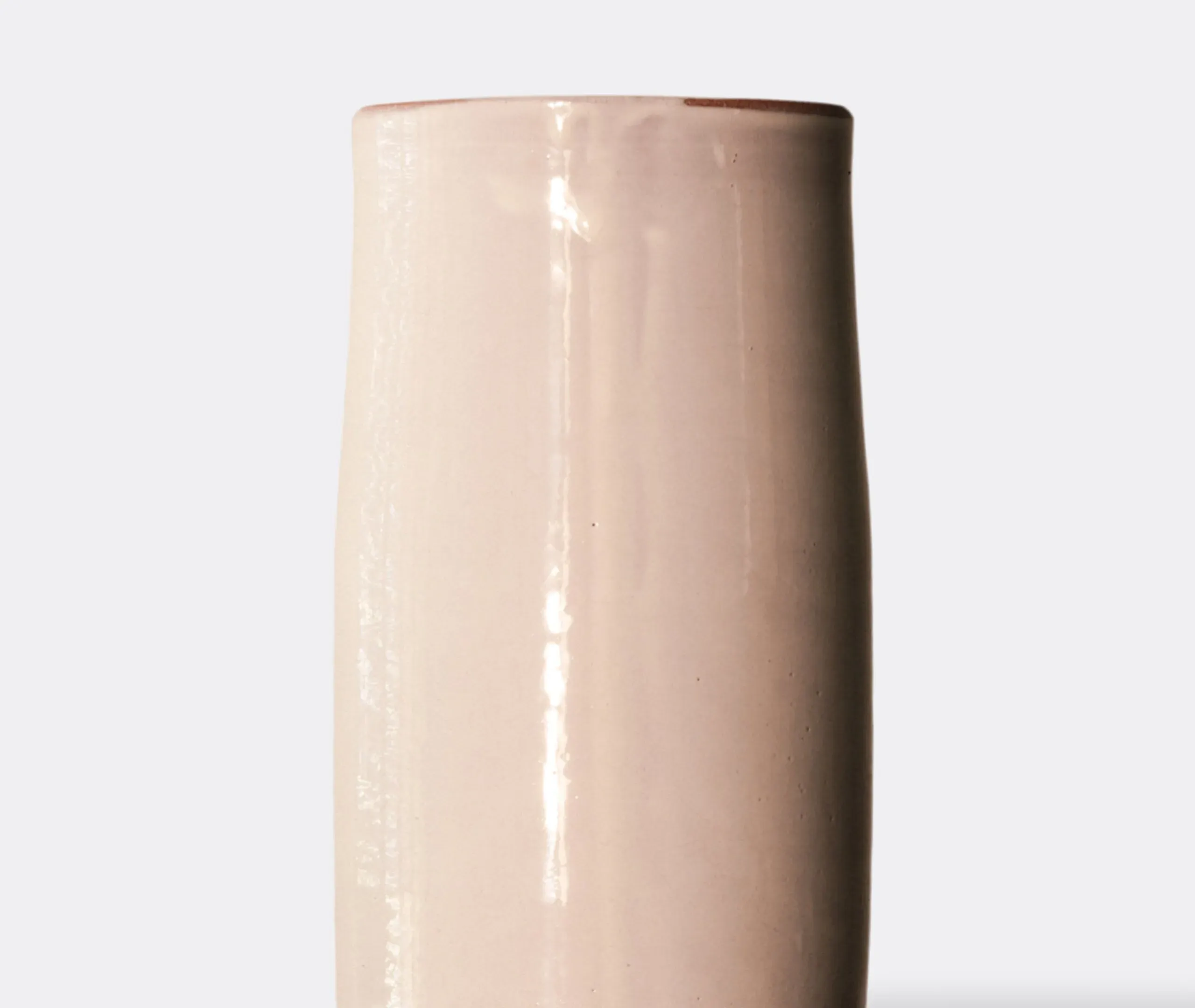 High Cylindrical Vase - White, Glazed Earthenware
