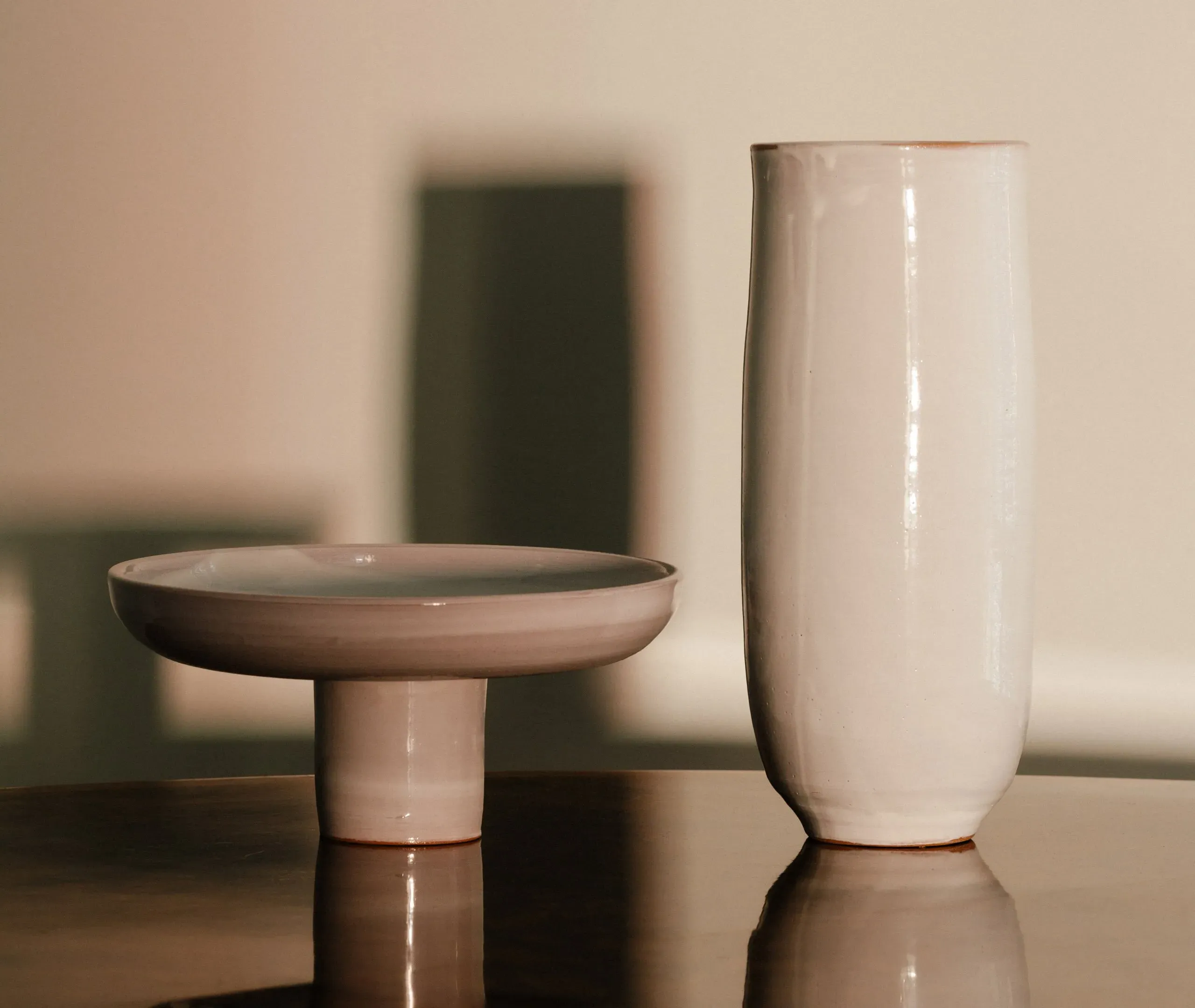 High Cylindrical Vase - White, Glazed Earthenware