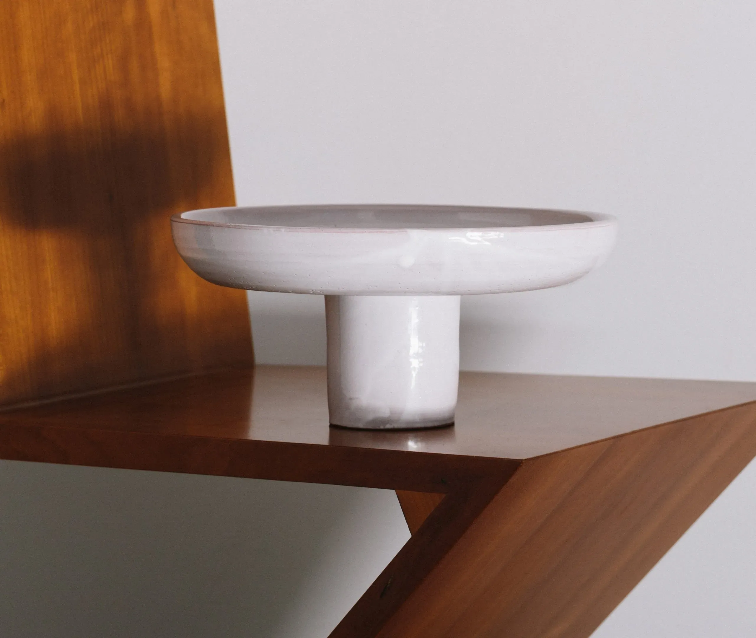 Terracotta Elevated Plate with Stand - White, Earthenware