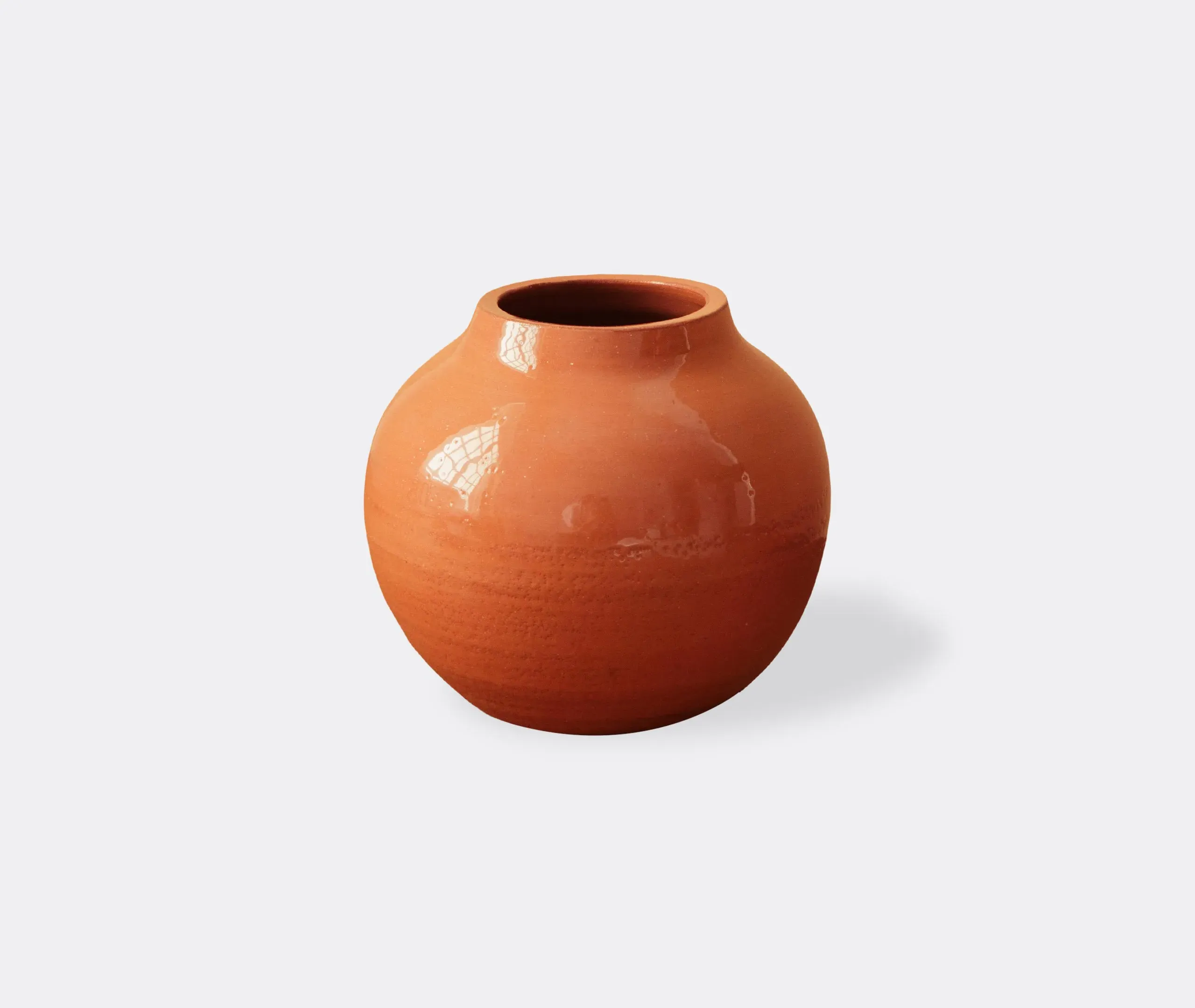 Terracotta Round Vase - Terracotta, Glazed Earthenware