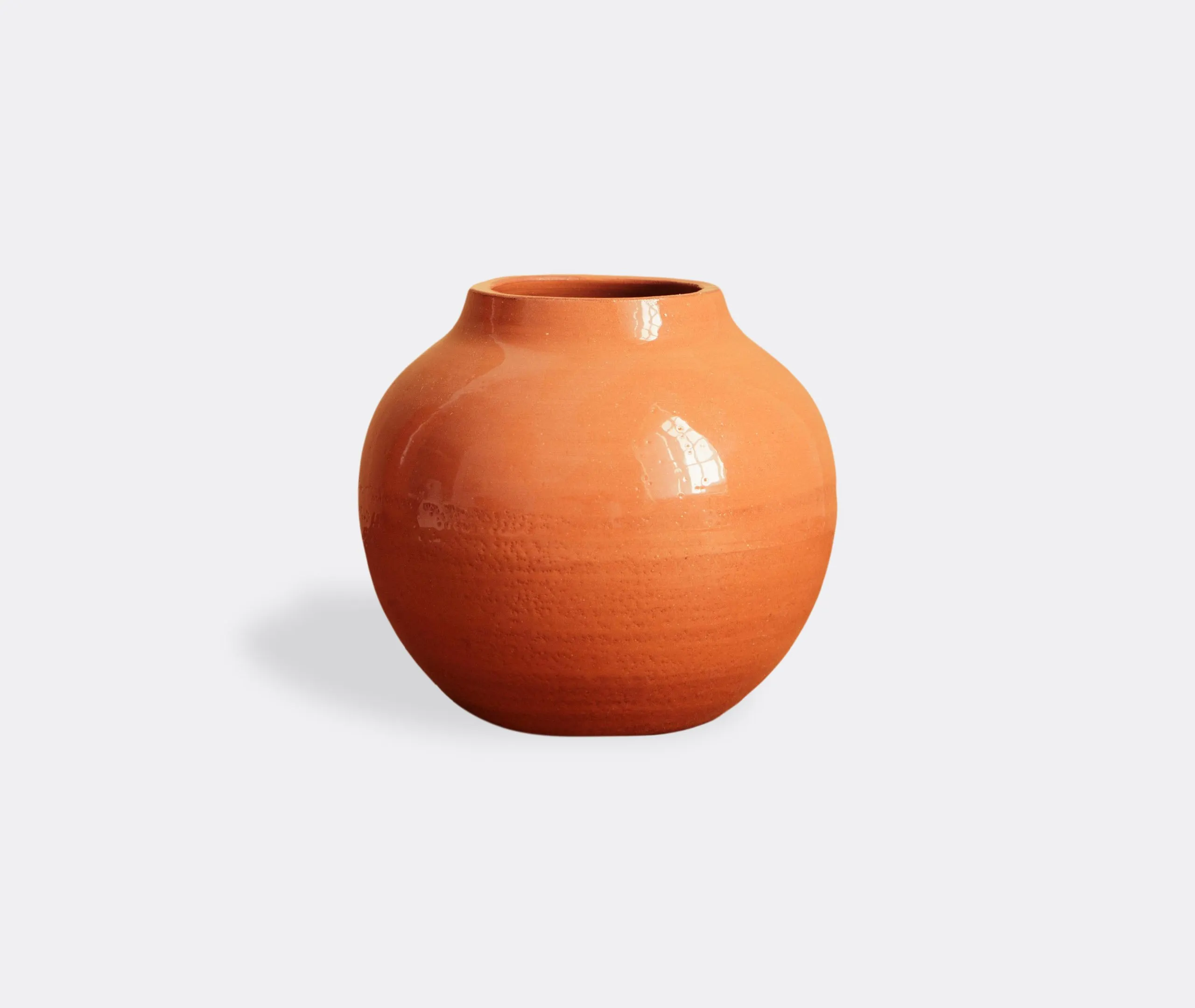 Terracotta Round Vase - Terracotta, Glazed Earthenware