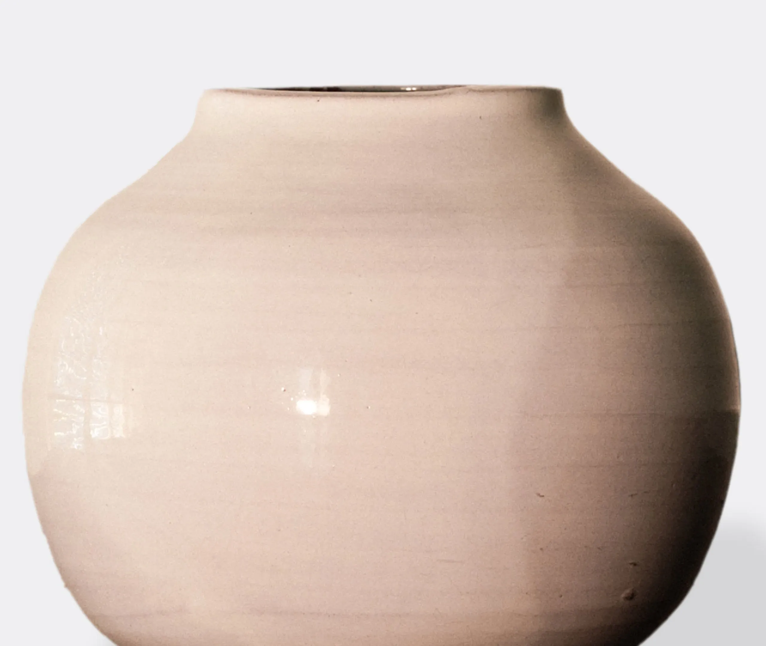 Terracotta Round Vase - White, Glazed Earthenware