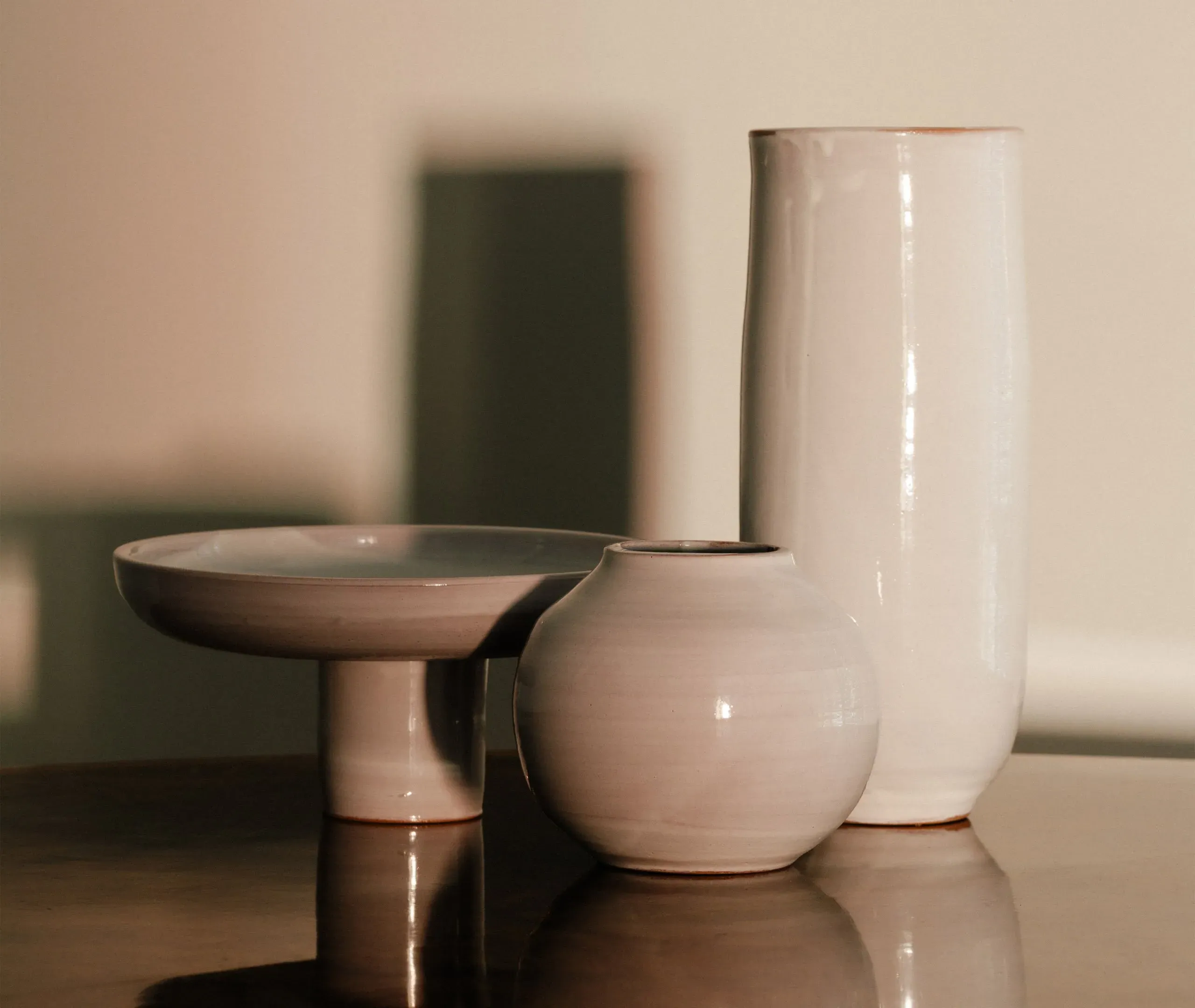 Terracotta Round Vase - White, Glazed Earthenware