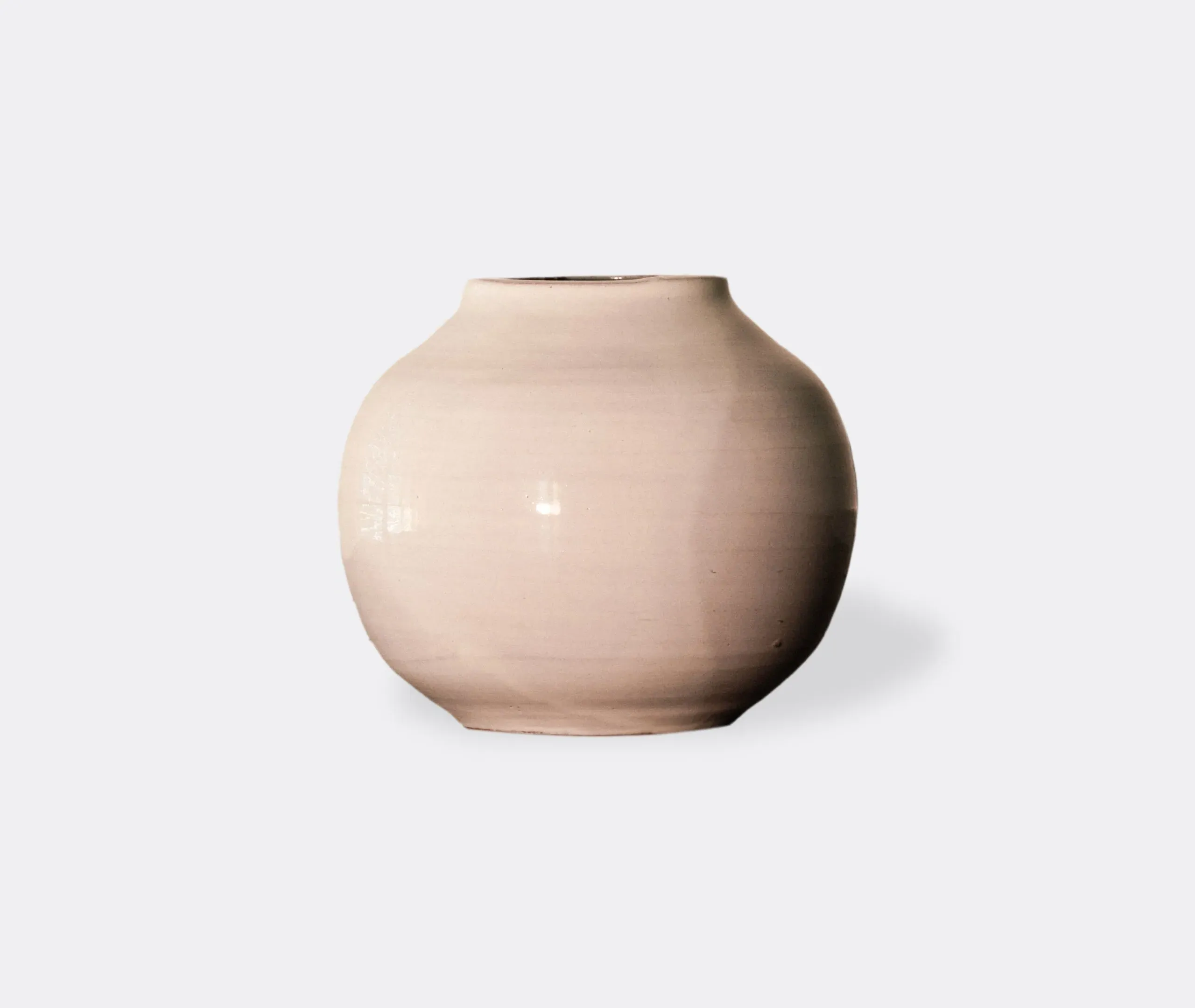 Terracotta Round Vase - White, Glazed Earthenware