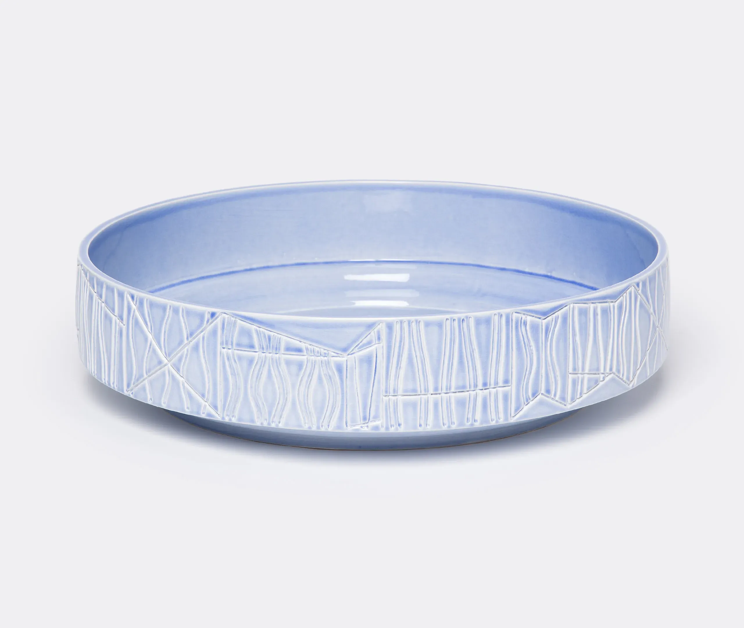 Bolo F Celeste Craquelé Decorative Dish - Light Blue, Earthenware