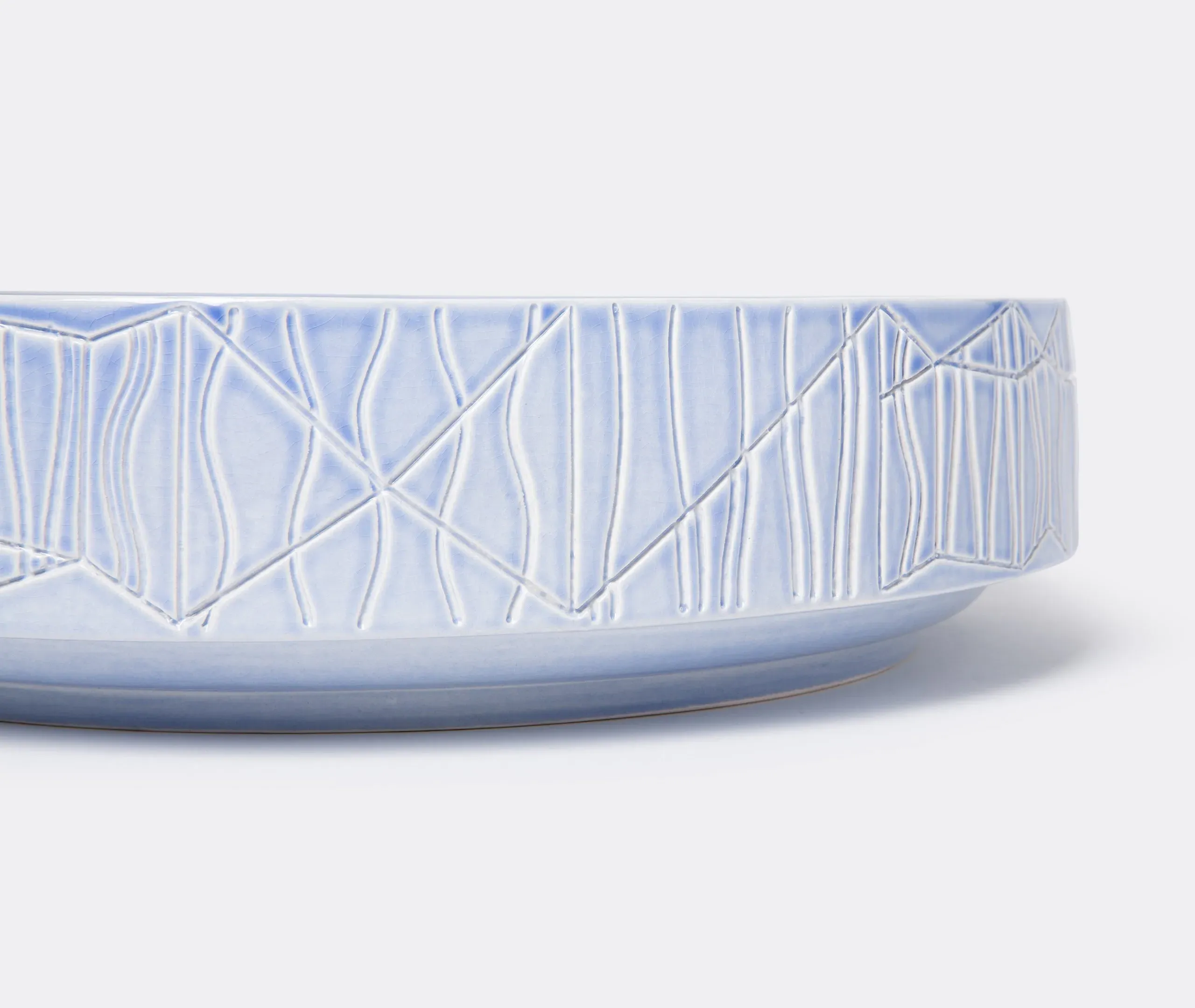 Bolo F Celeste Craquelé Decorative Dish - Light Blue, Earthenware