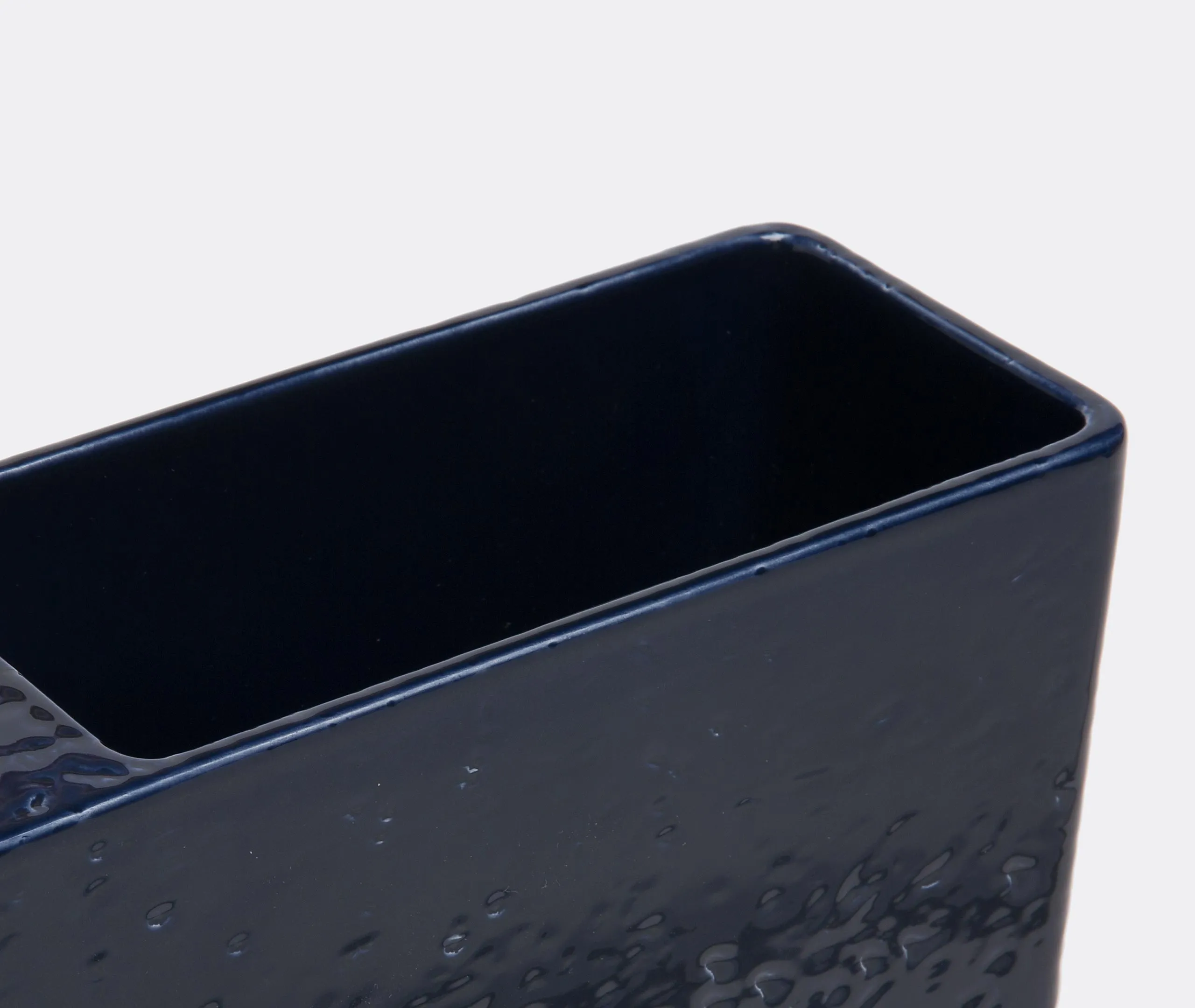 Oblong Vase with Brass Accents - Blue, Ceramic