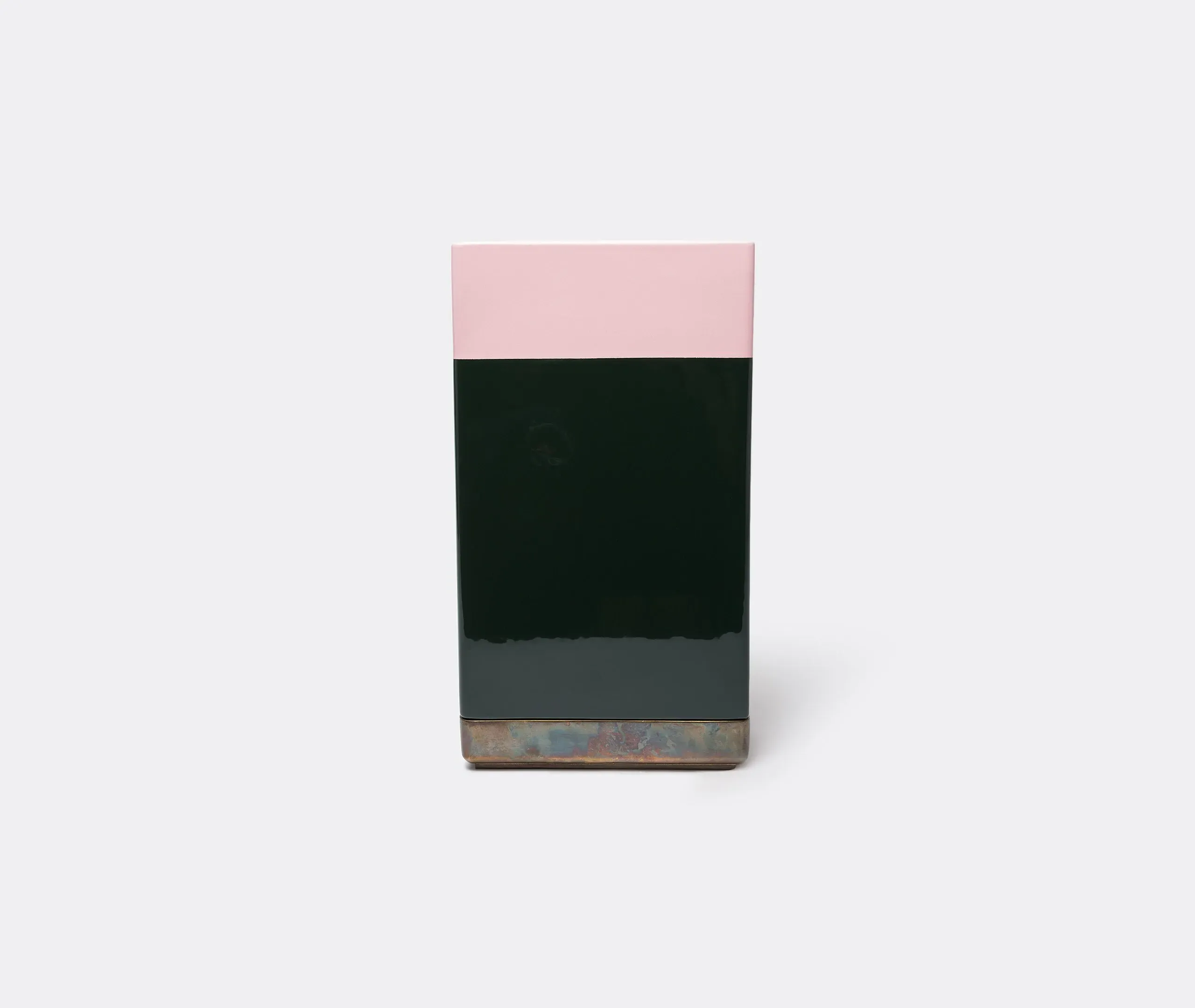 Oblong Vase with Brass Accents - Multicolour