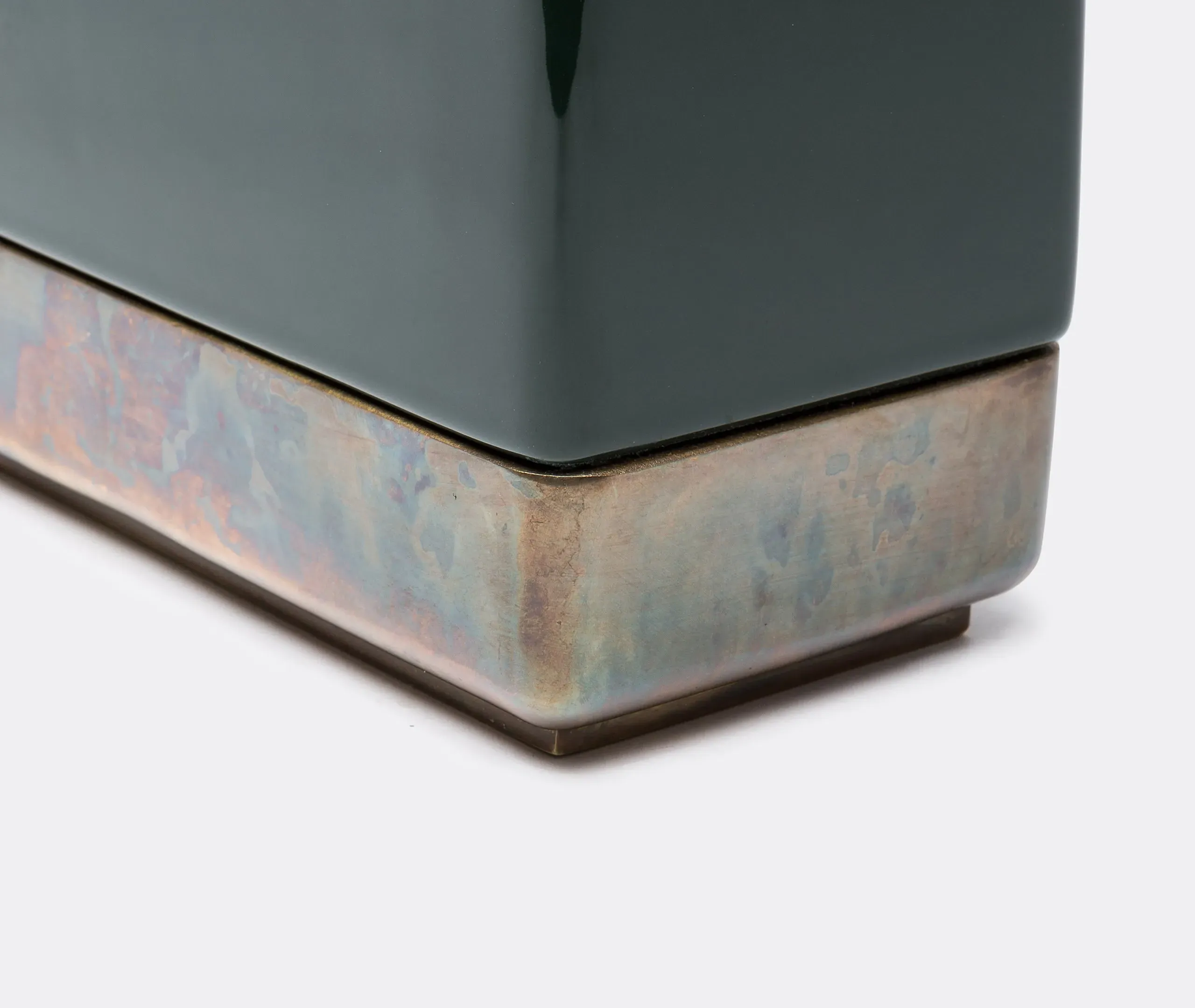 Oblong Vase with Brass Accents - Multicolour