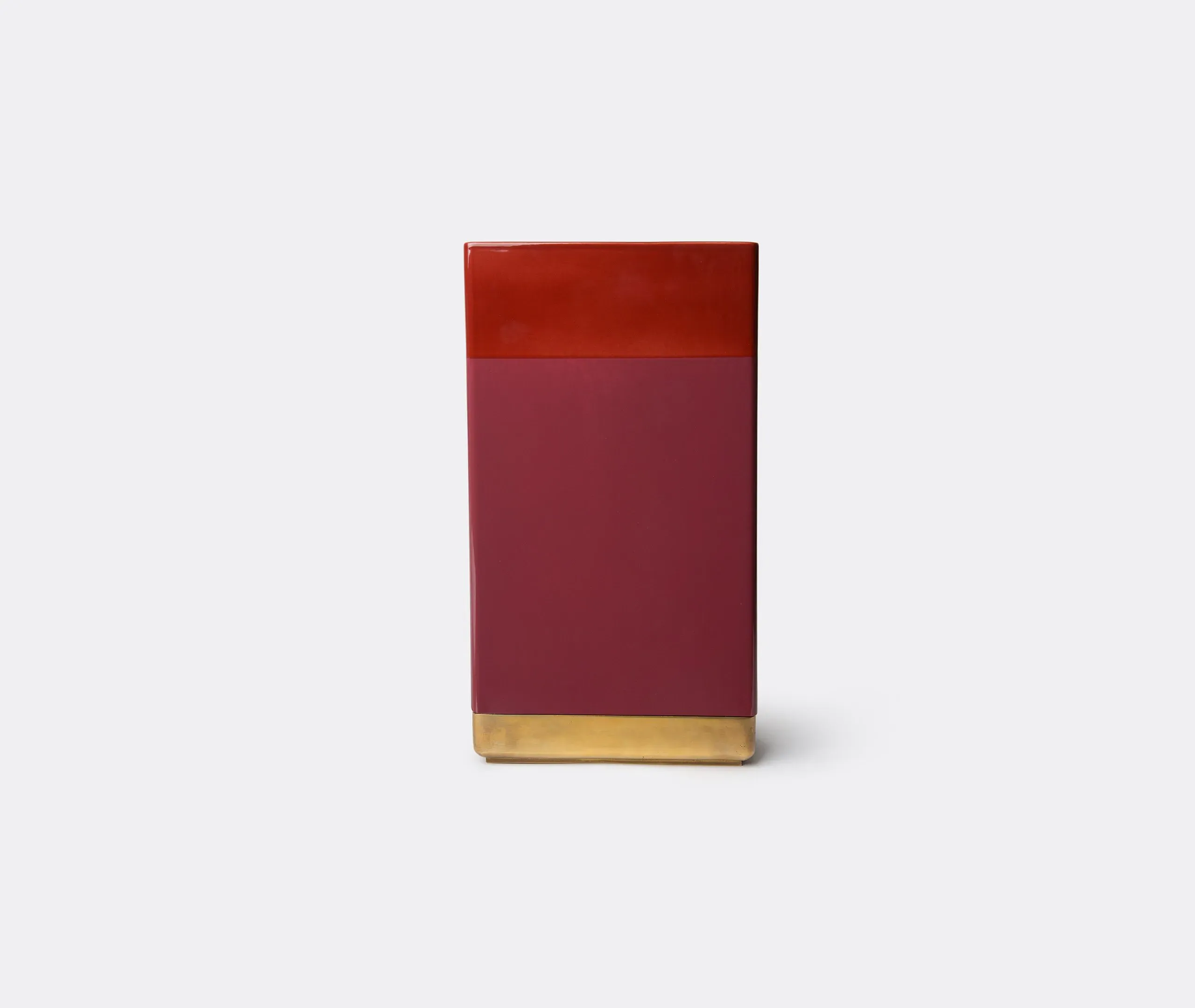 Oblong Vase with Brass Accents - Multicolour