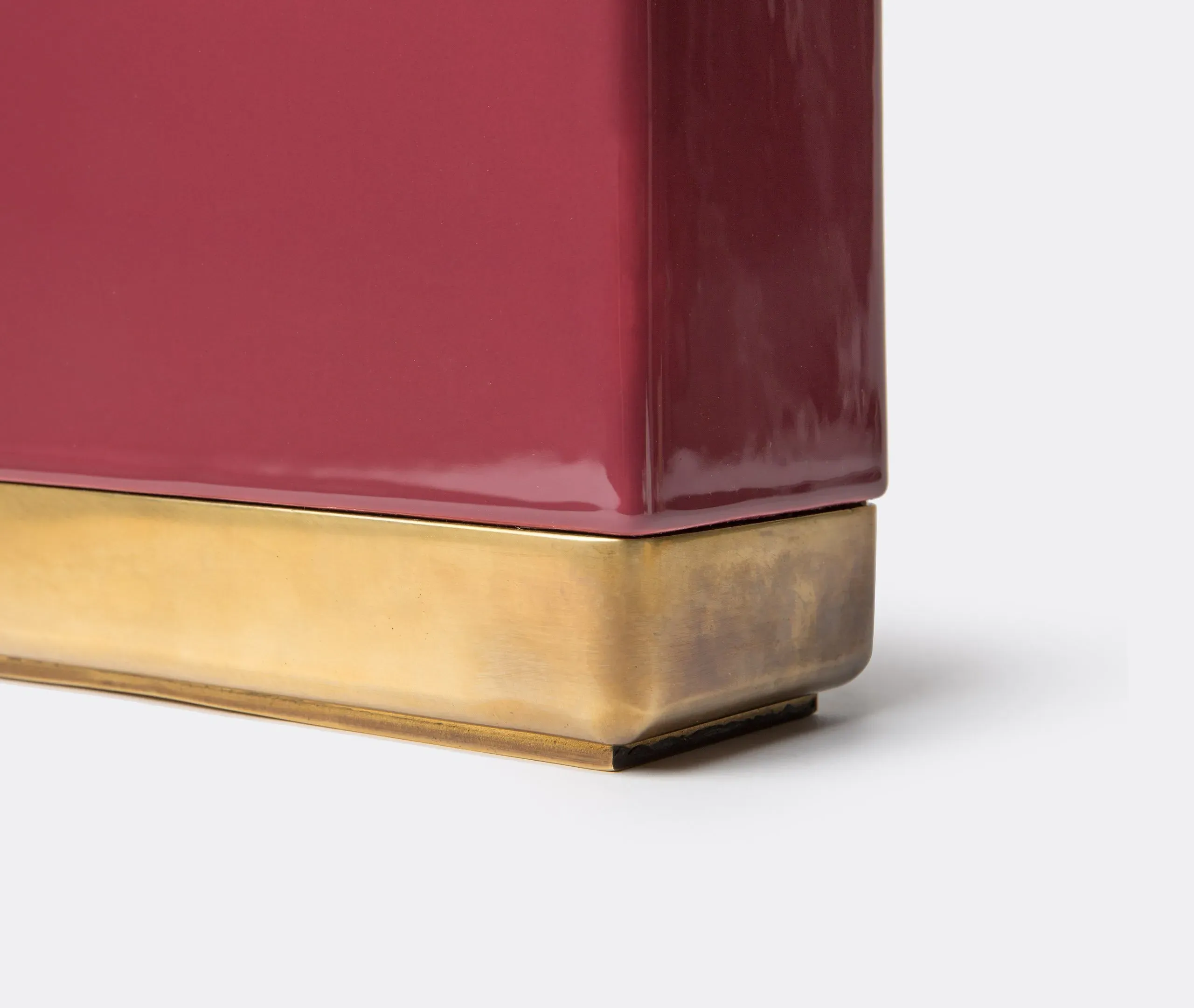 Oblong Vase with Brass Accents - Multicolour