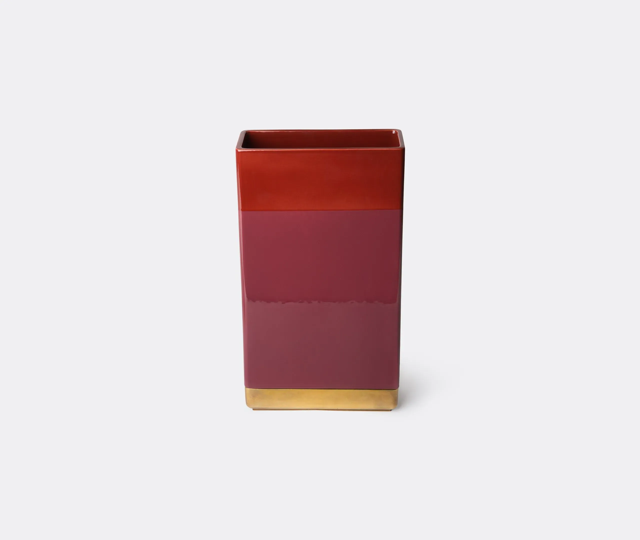 Oblong Vase with Brass Accents - Multicolour