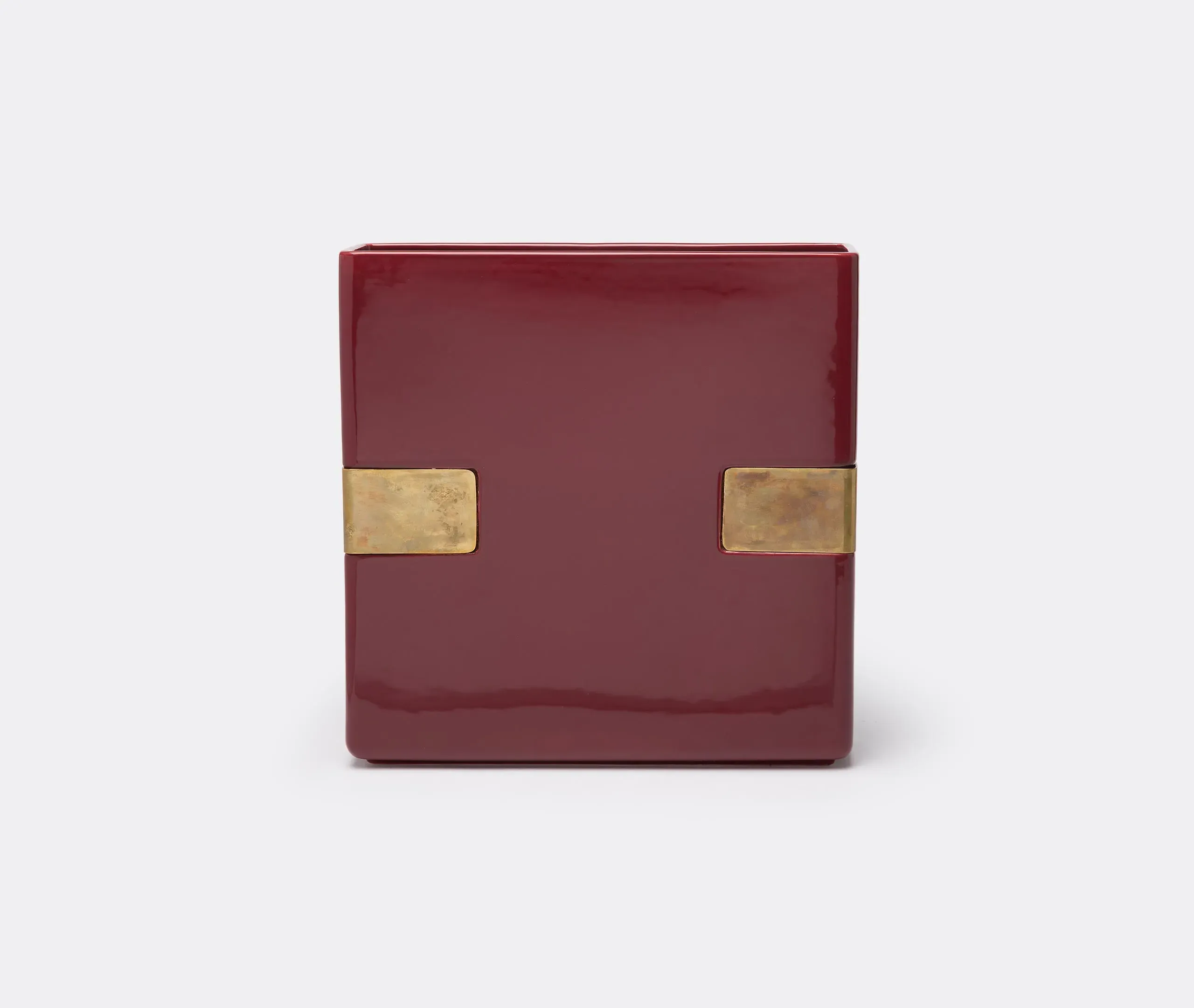 Oblong Vase with Brass Accents - Multicolour