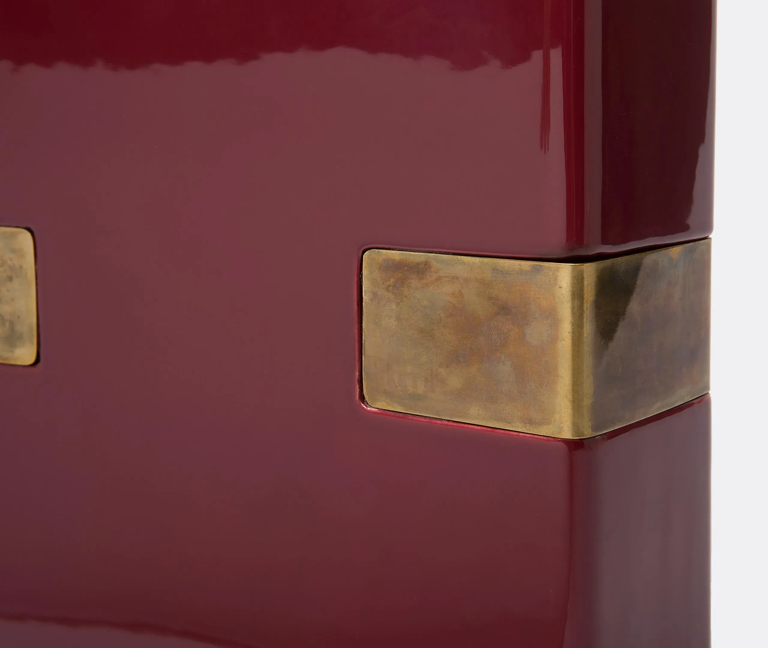 Oblong Vase with Brass Accents - Multicolour