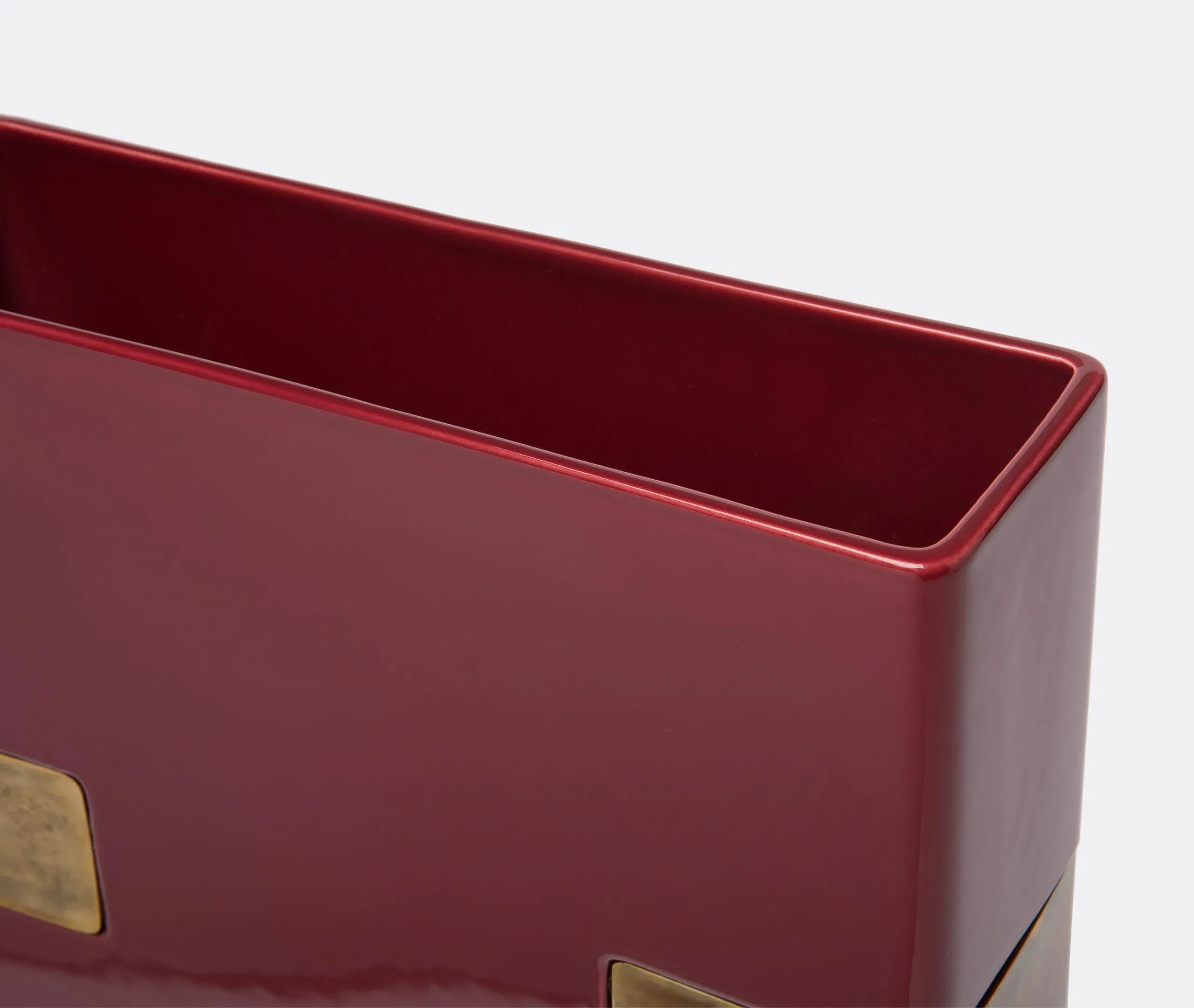 Oblong Vase with Brass Accents - Multicolour