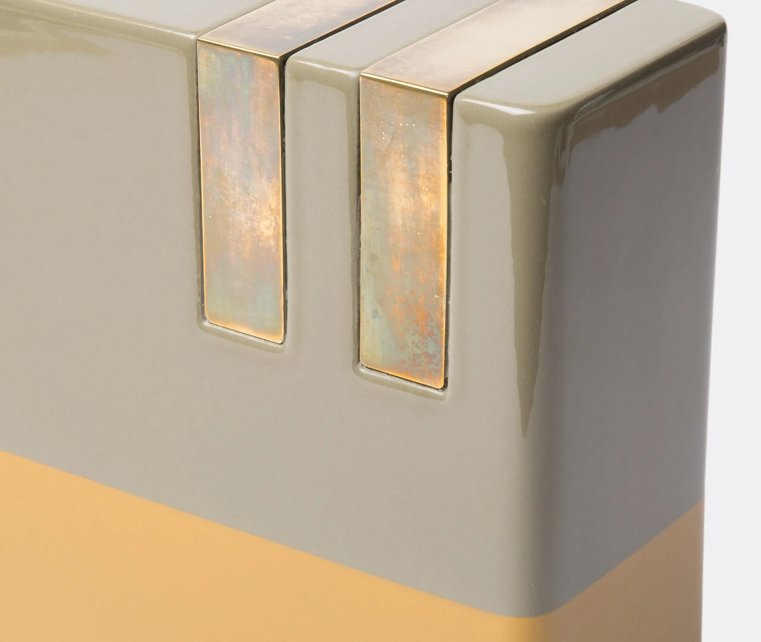 Oblong Vase with Brass Accents - Multicolour