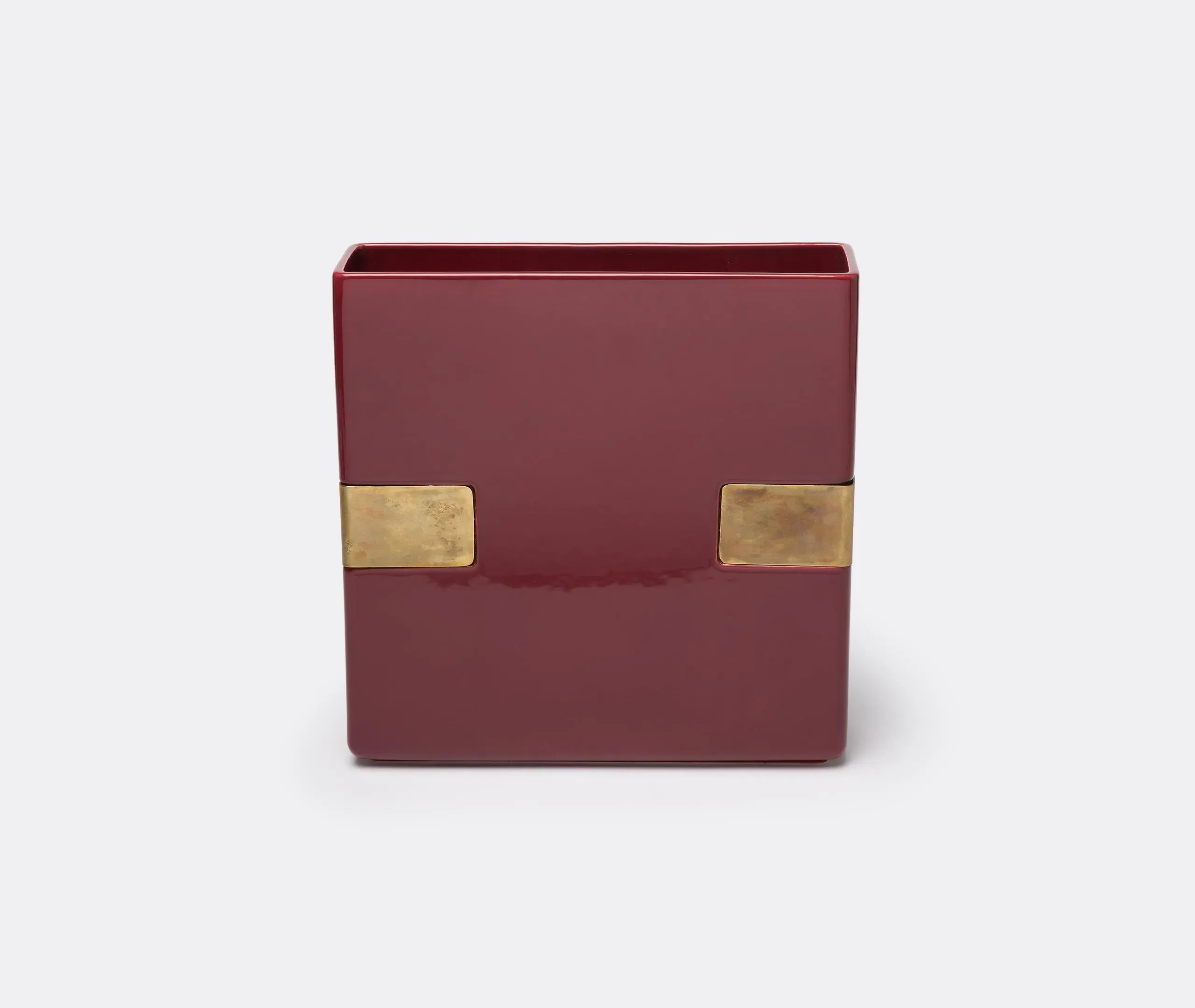 Oblong Vase with Brass Accents - Multicolour