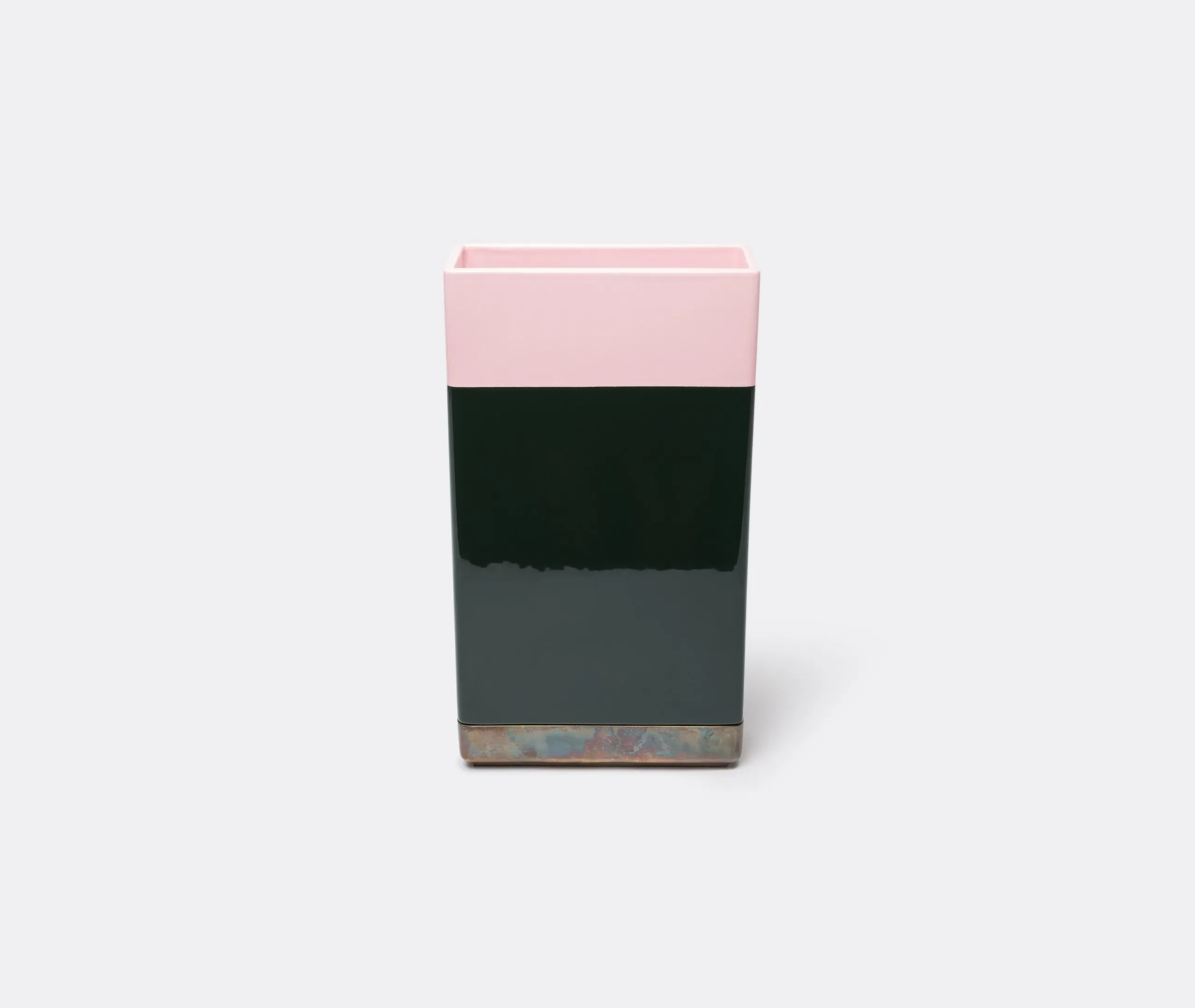Oblong Vase with Brass Accents - Multicolour image
