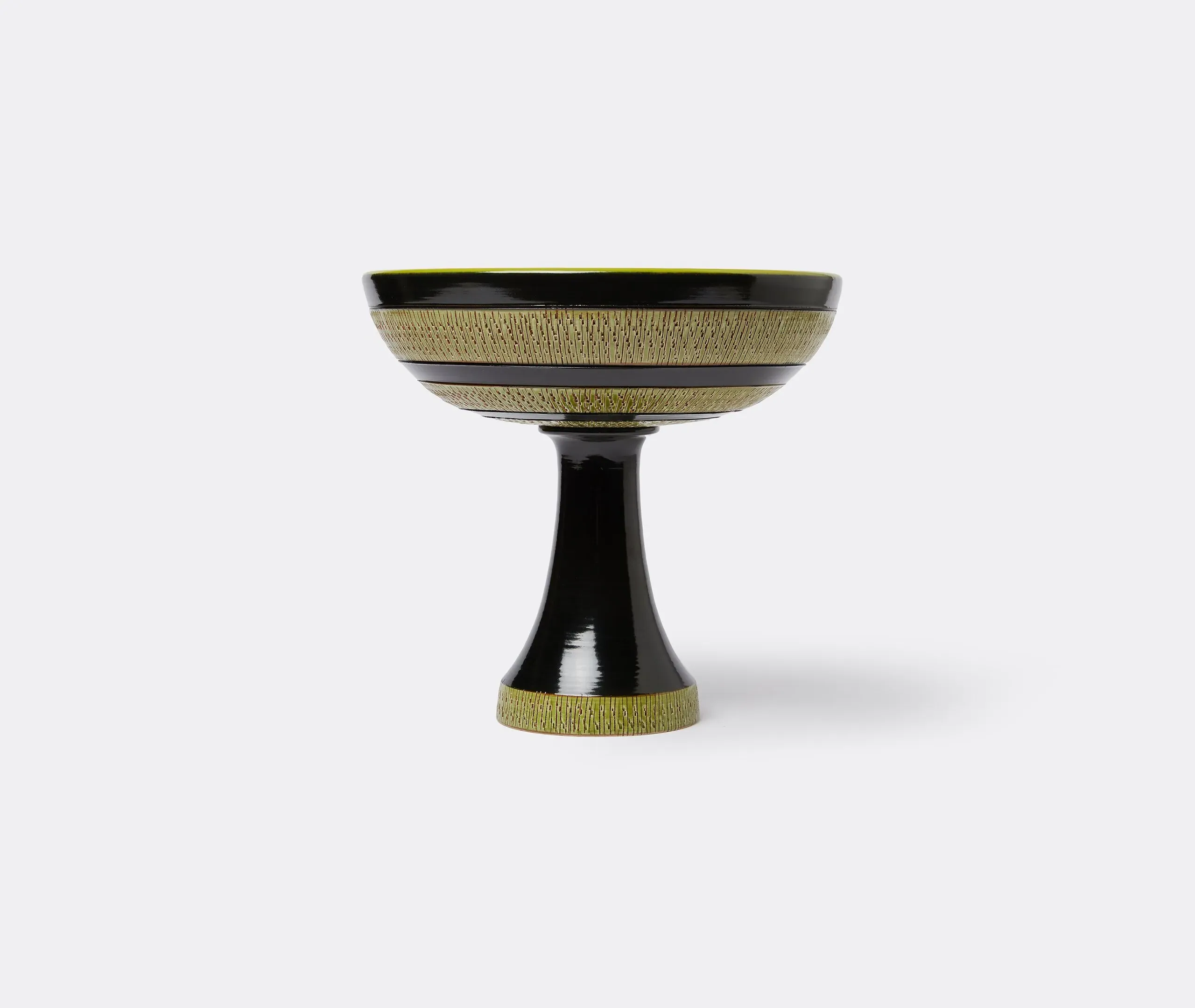 Raised Bowl with Patterned Base - Black, Ceramic