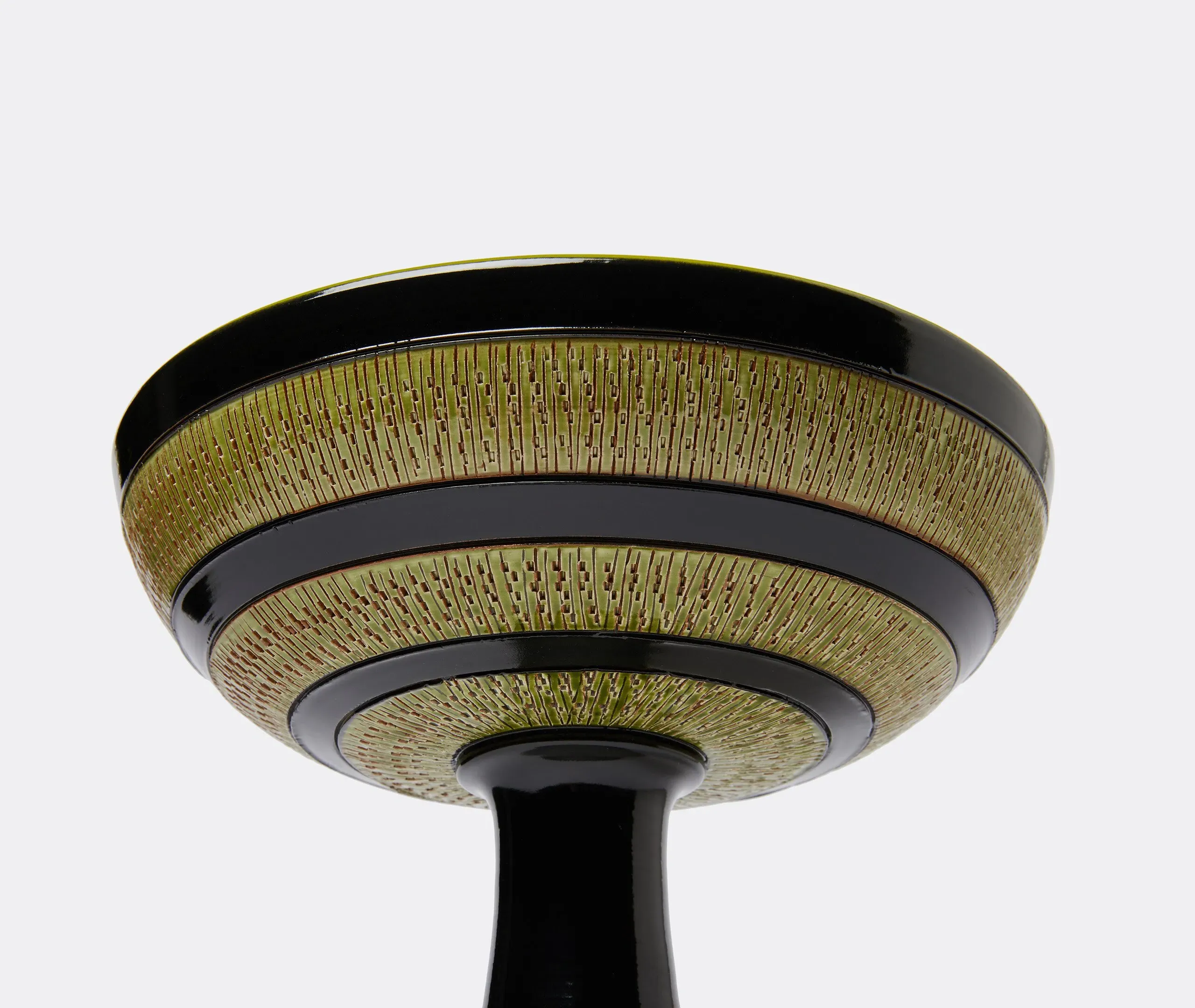 Raised Bowl with Patterned Base - Black, Ceramic