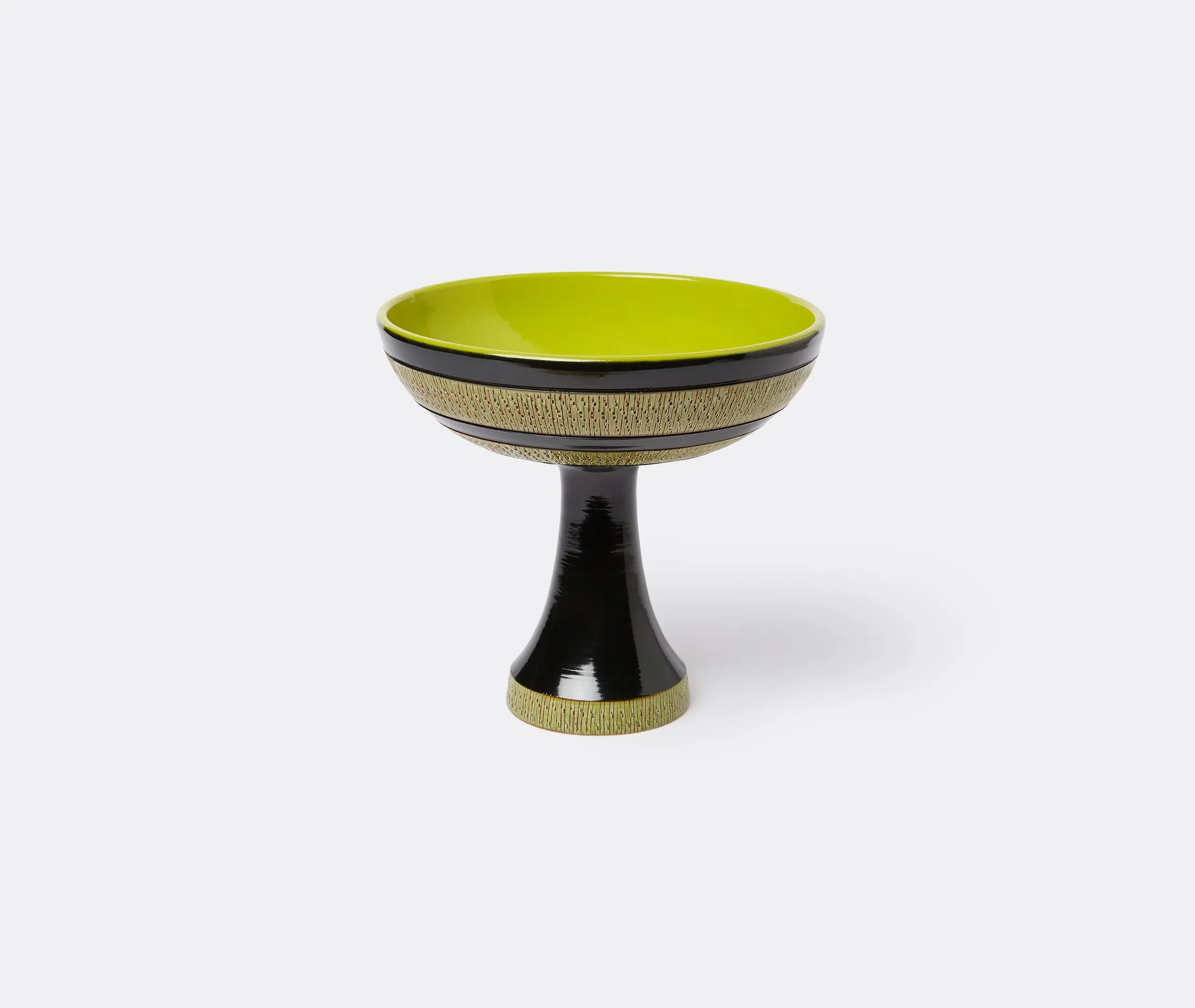 Raised Bowl with Patterned Base - Black, Ceramic image