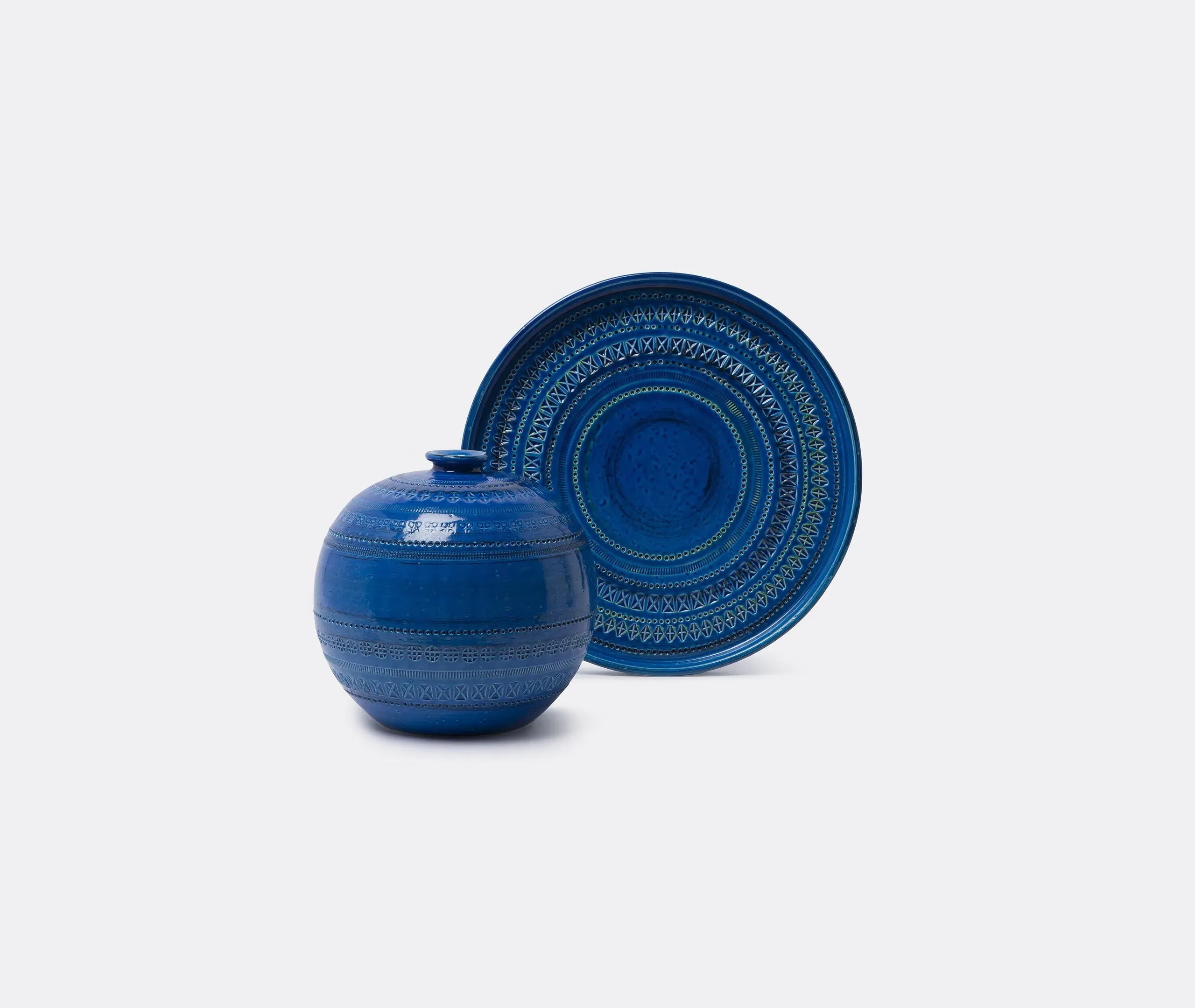 Round Centrepiece Bowl - Blue, Earthenware