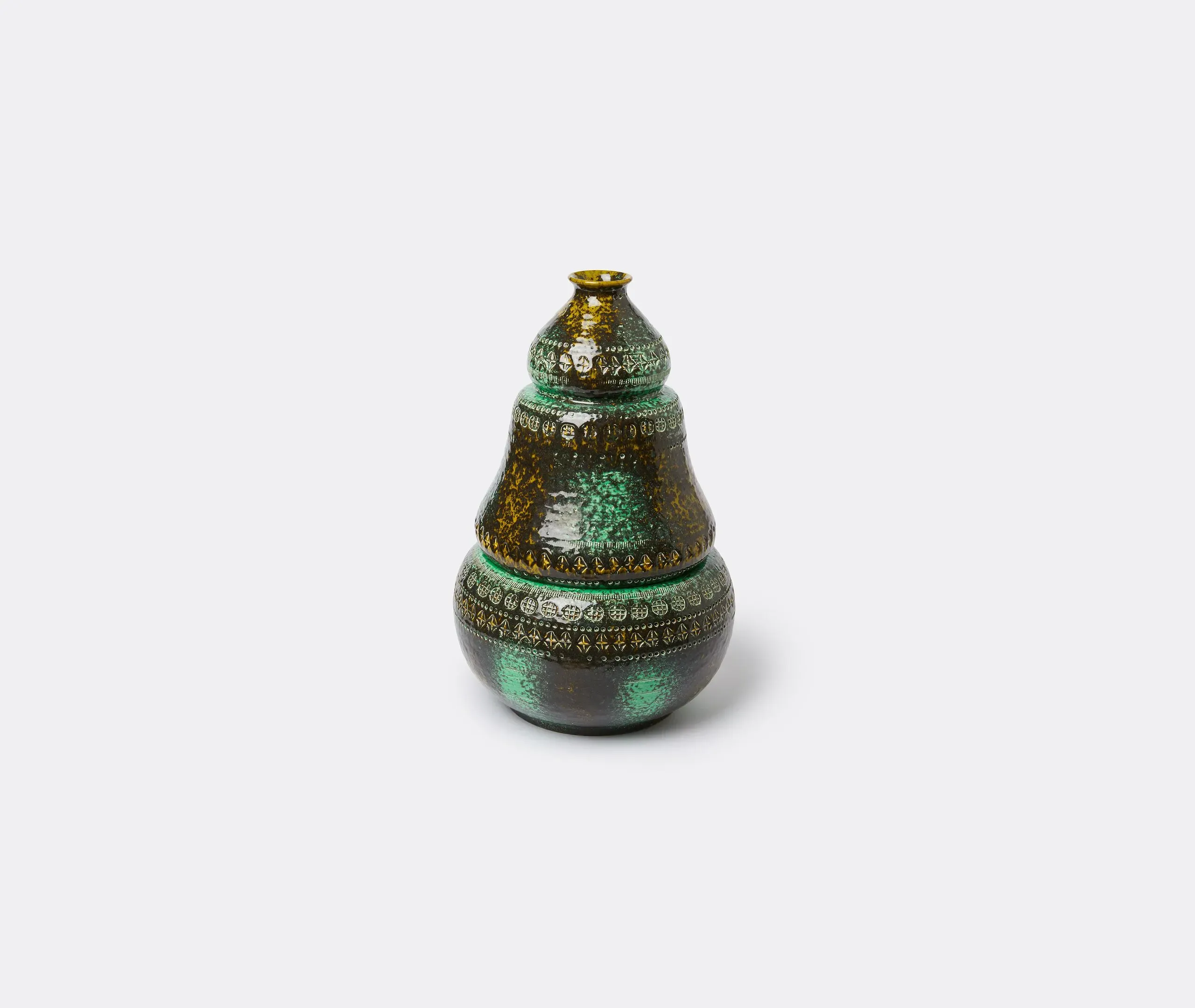 Two Piece Vase with Engravings - Green, Ceramic image