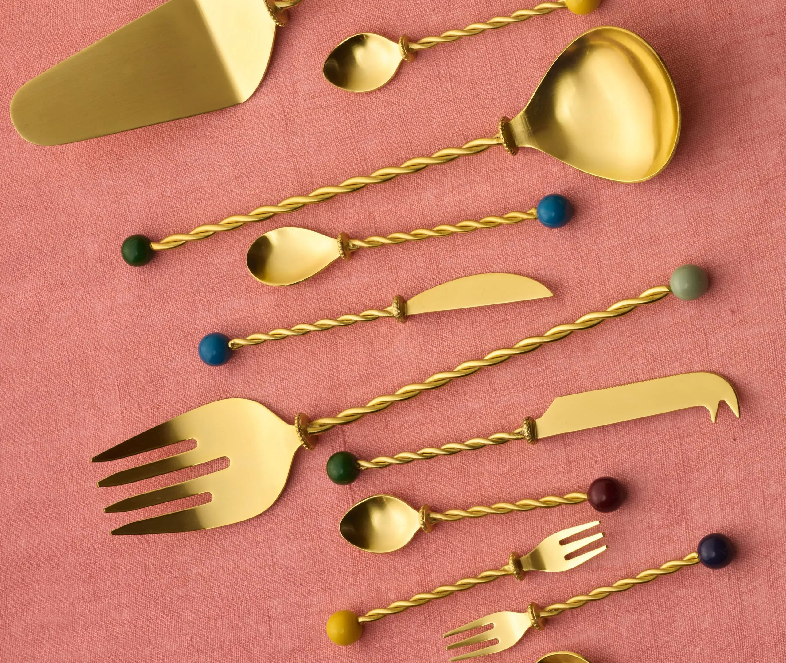 4-Piece Dessert Spoon Set - Gold, Resin