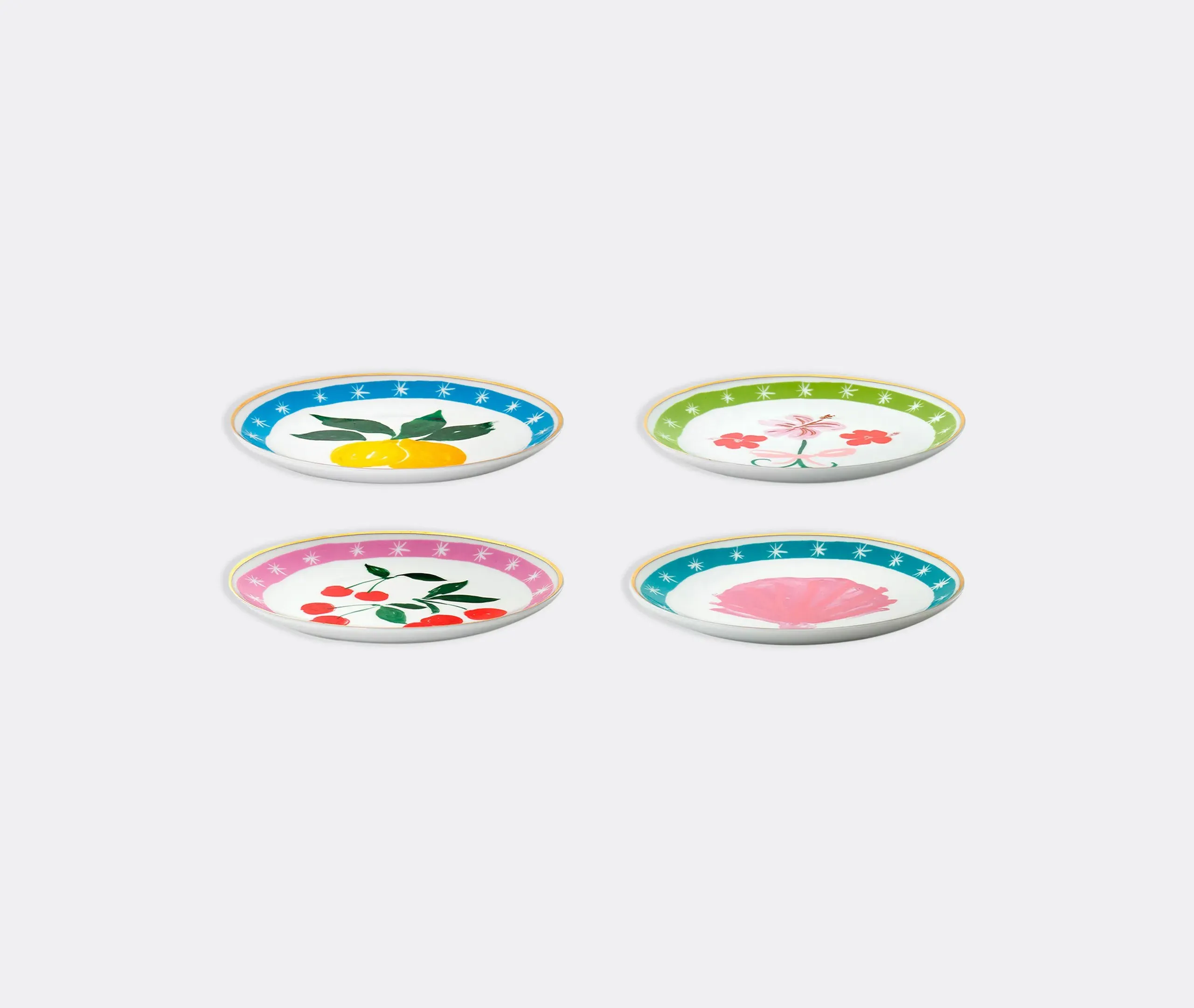 4-Piece Side Plate Set - Multicolor, Porcelain