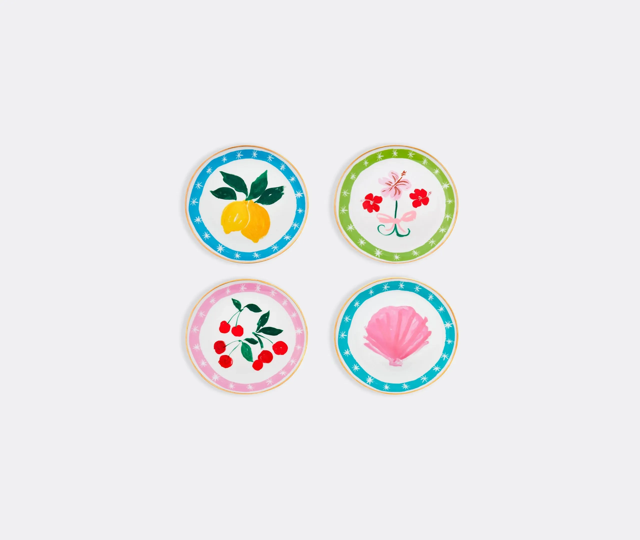 4-Piece Side Plate Set - Multicolor, Porcelain