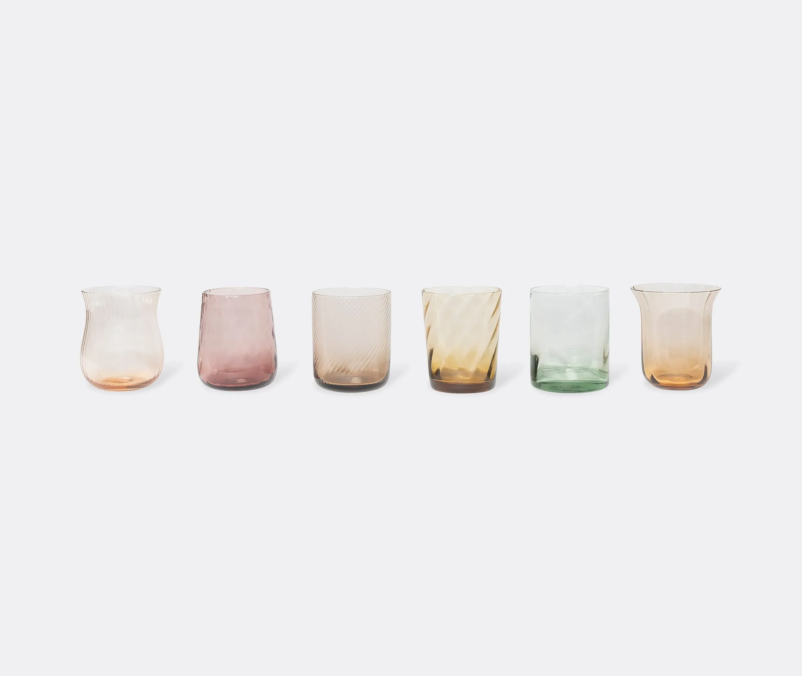 6-Piece Tumbler Set Hand-Blown - Pink, Glass