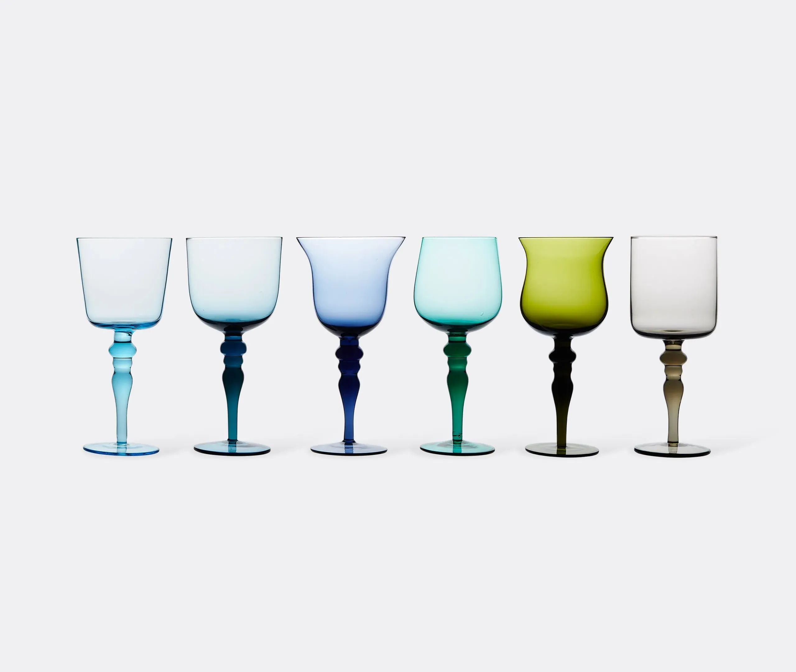 6-Piece Wine Glass Set - Blue/Green, Glass