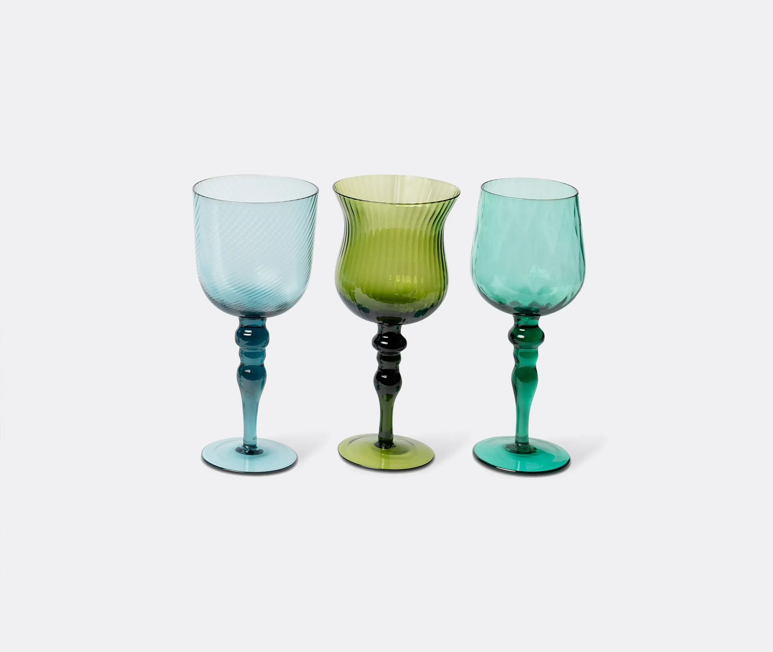 Assorted Goblet Set of Six - Blue Glass