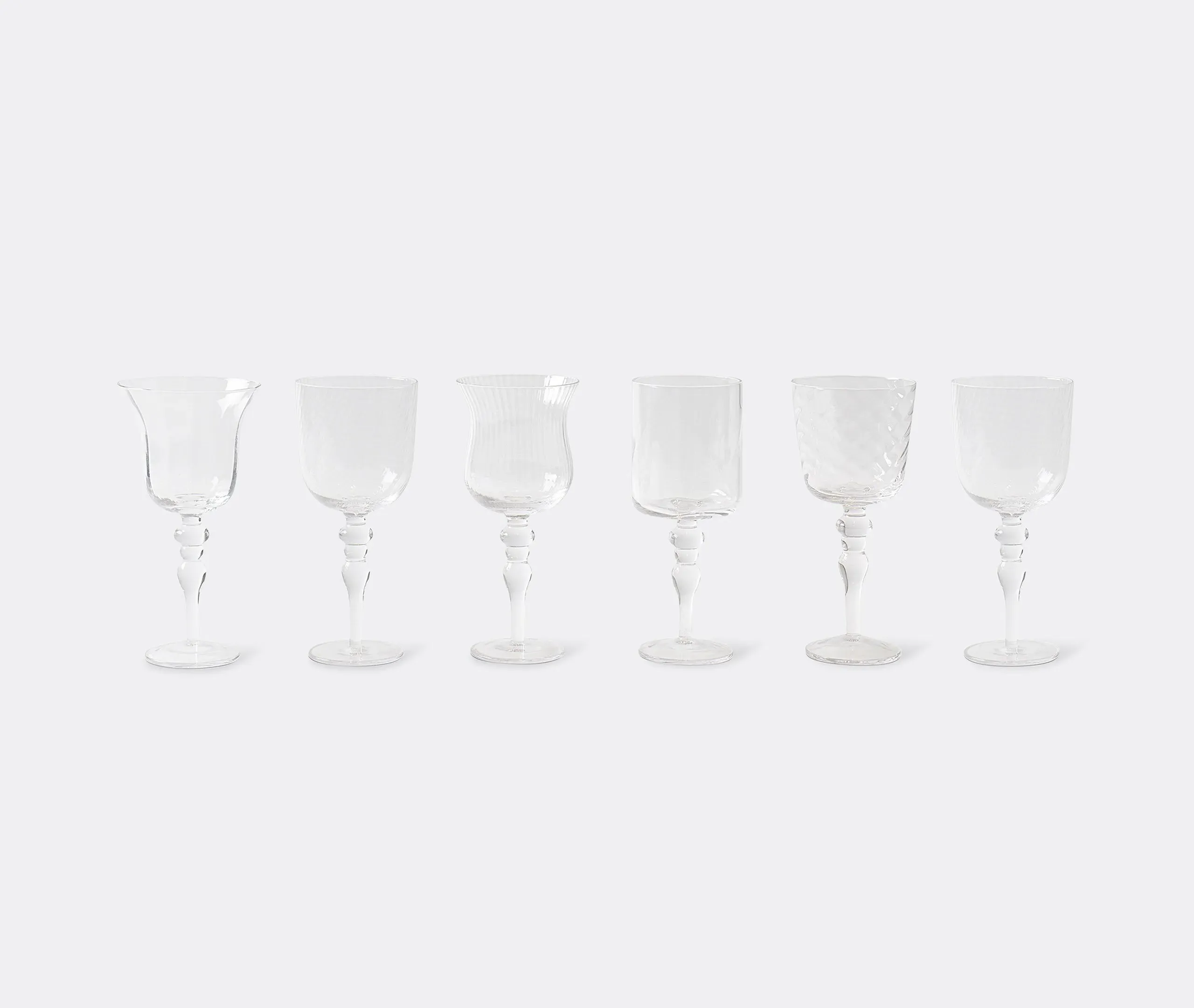 Assorted Goblet Set of Six - Clear Glass