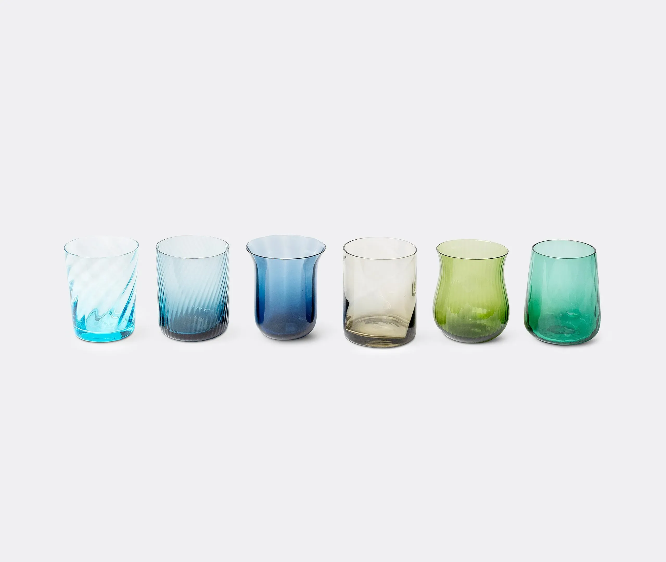 Assorted Tumblers Set of Six - Blue, Glass