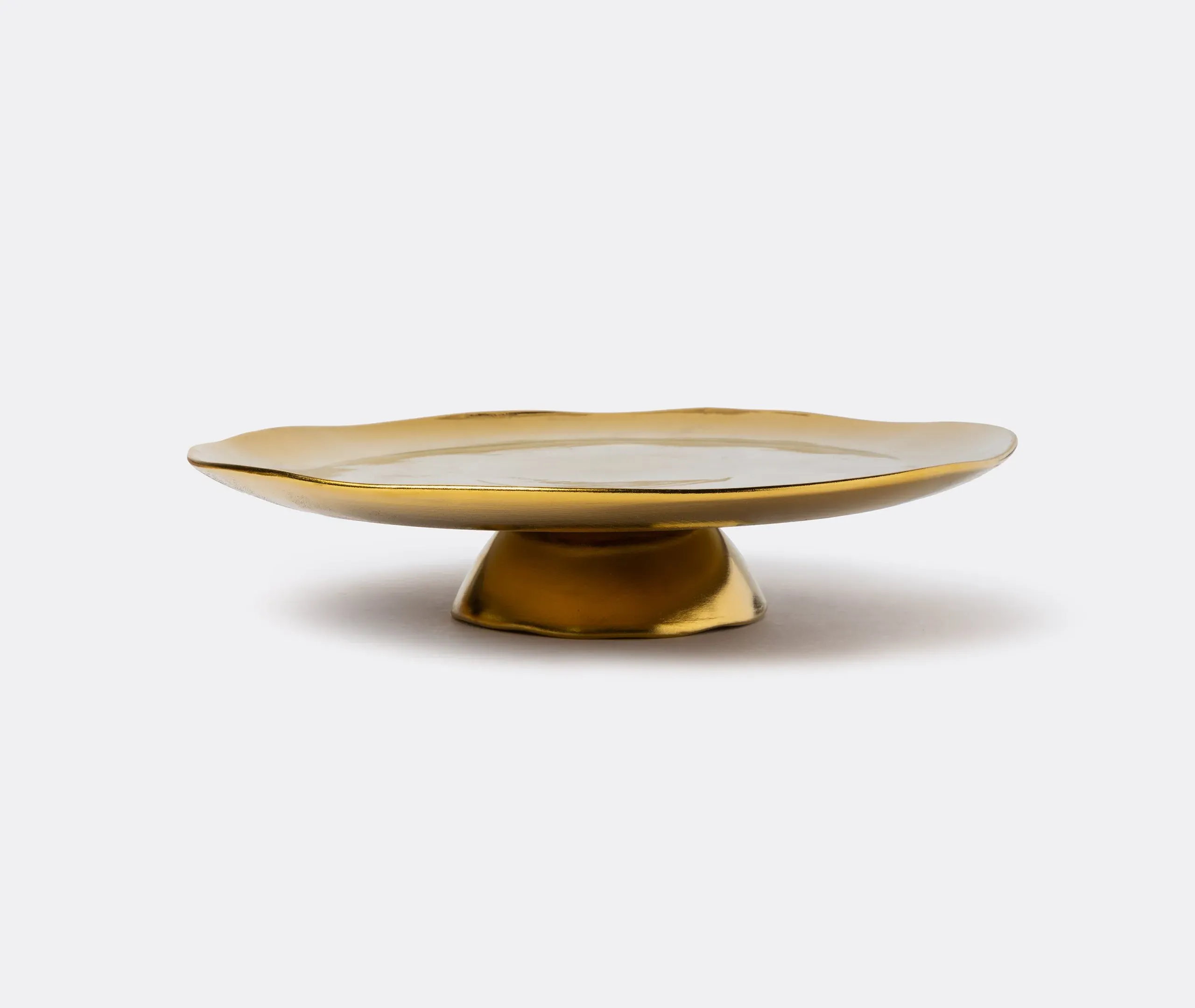 Cake Stand with Irregular Edge - Gold, Ceramic