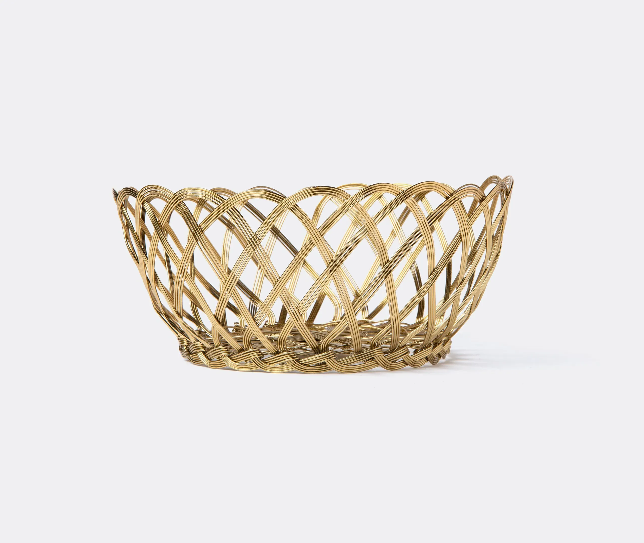 Large Basket with Braided Design - Gold, Copper