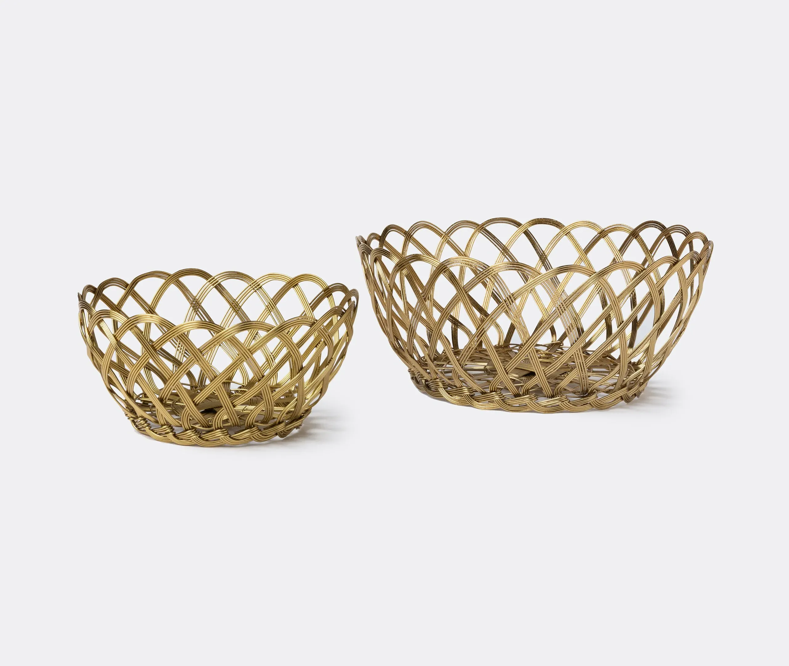 Large Basket with Braided Design - Gold, Copper