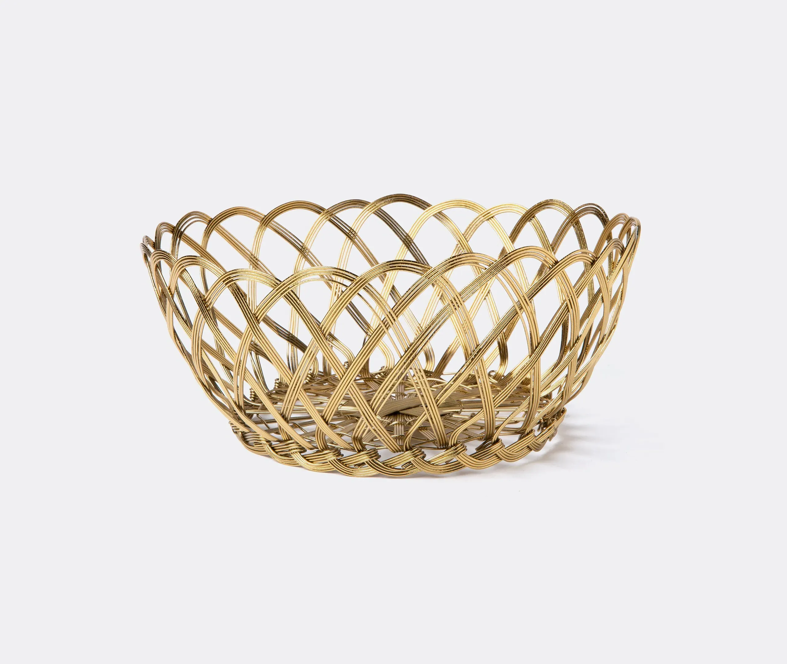 Large Basket with Braided Design - Gold, Copper image